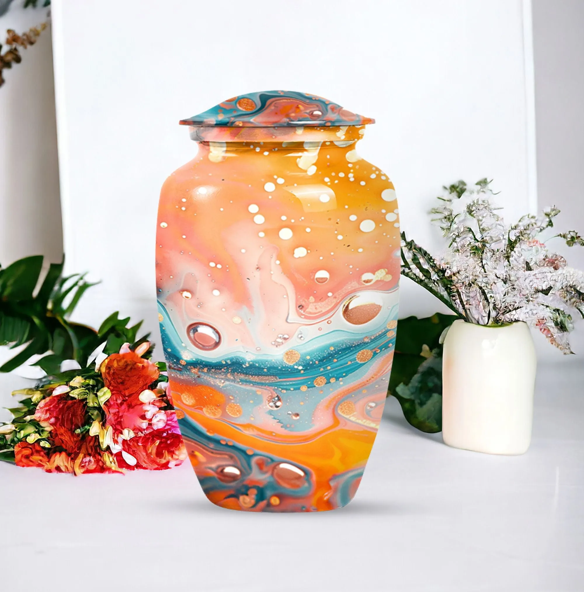 Pastel Swirl Urn - Majestic Repository for Human