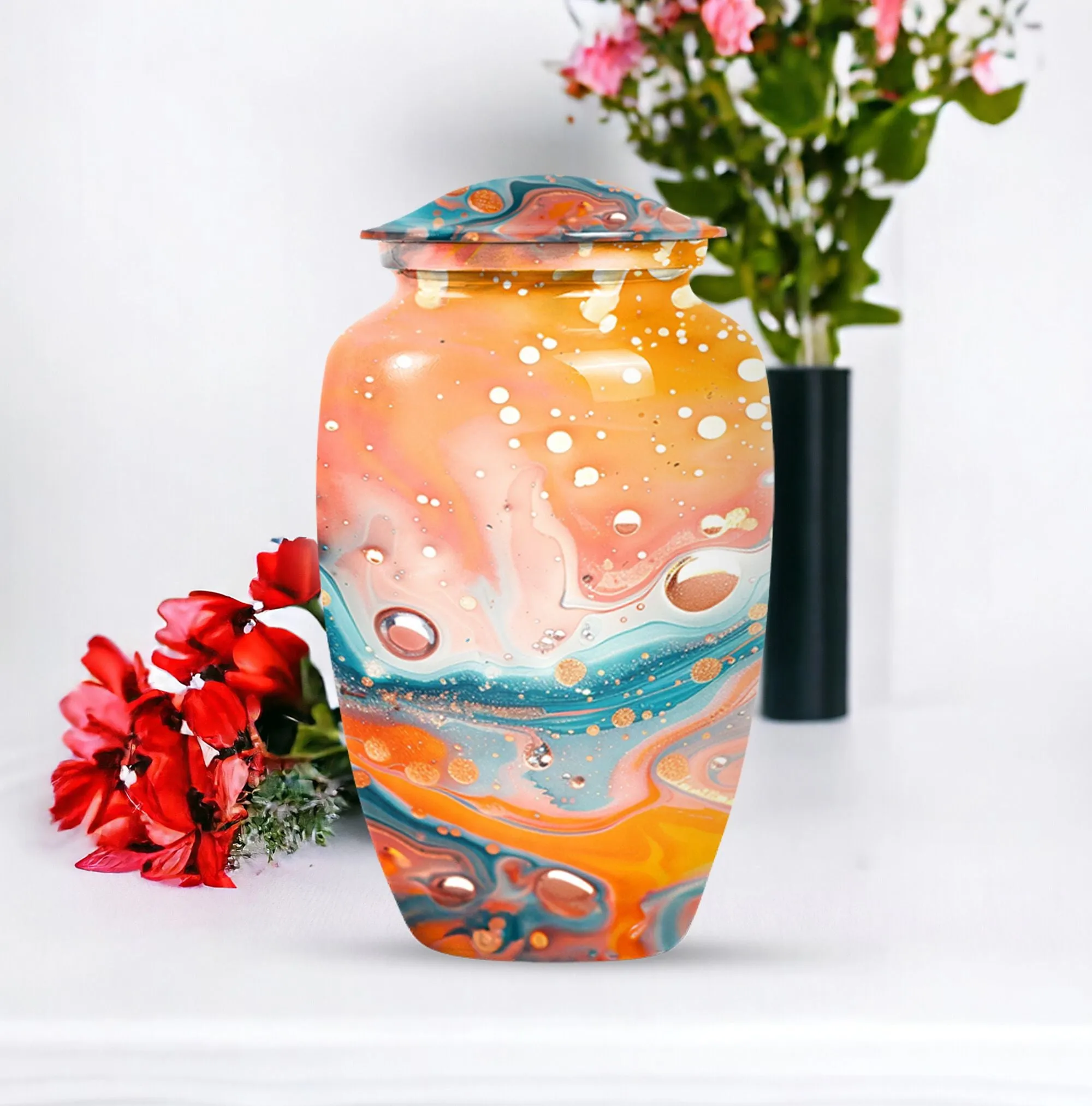 Pastel Swirl Urn - Majestic Repository for Human