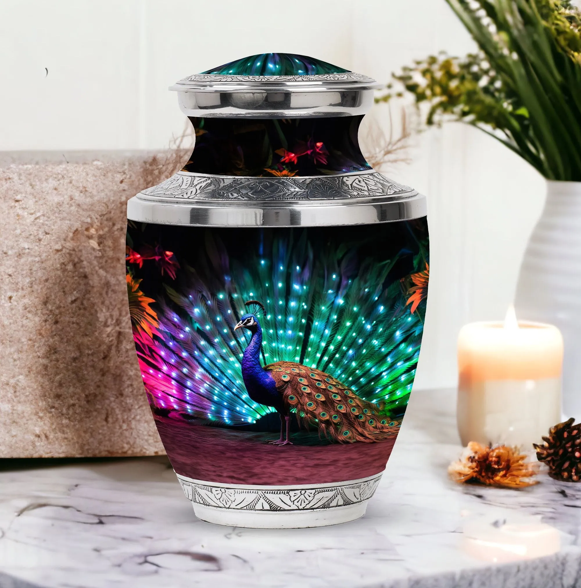 Peacock Cremation Urn: Elegant Remembrance Place for Loved Ones