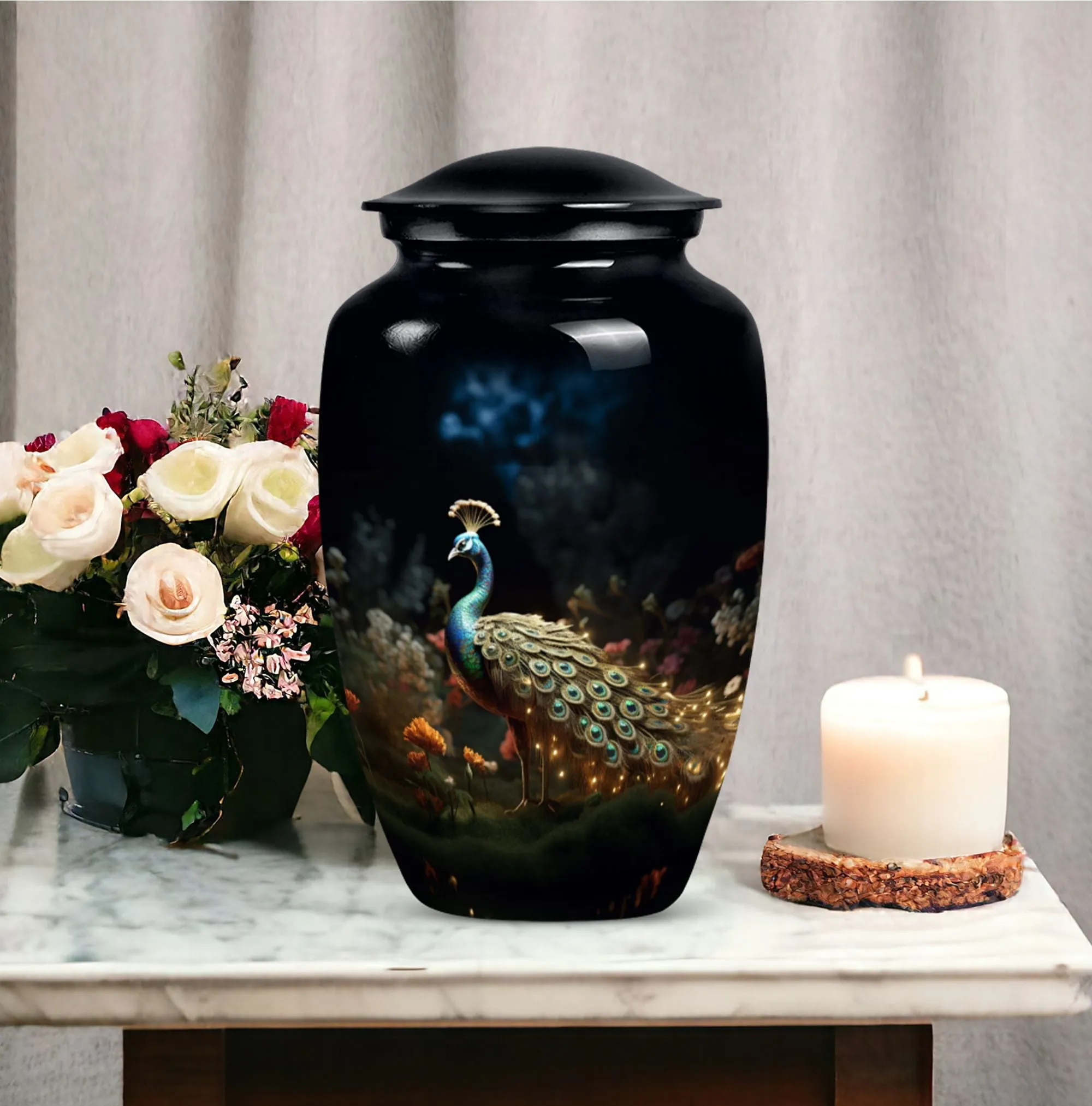 Peacock Urn for Ashes - Unique, Large, and Classic Cremation Urn