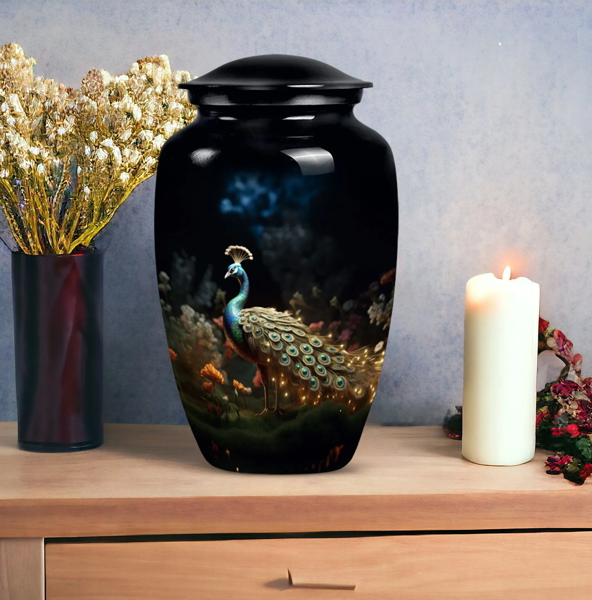 Peacock Urn for Ashes - Unique, Large, and Classic Cremation Urn