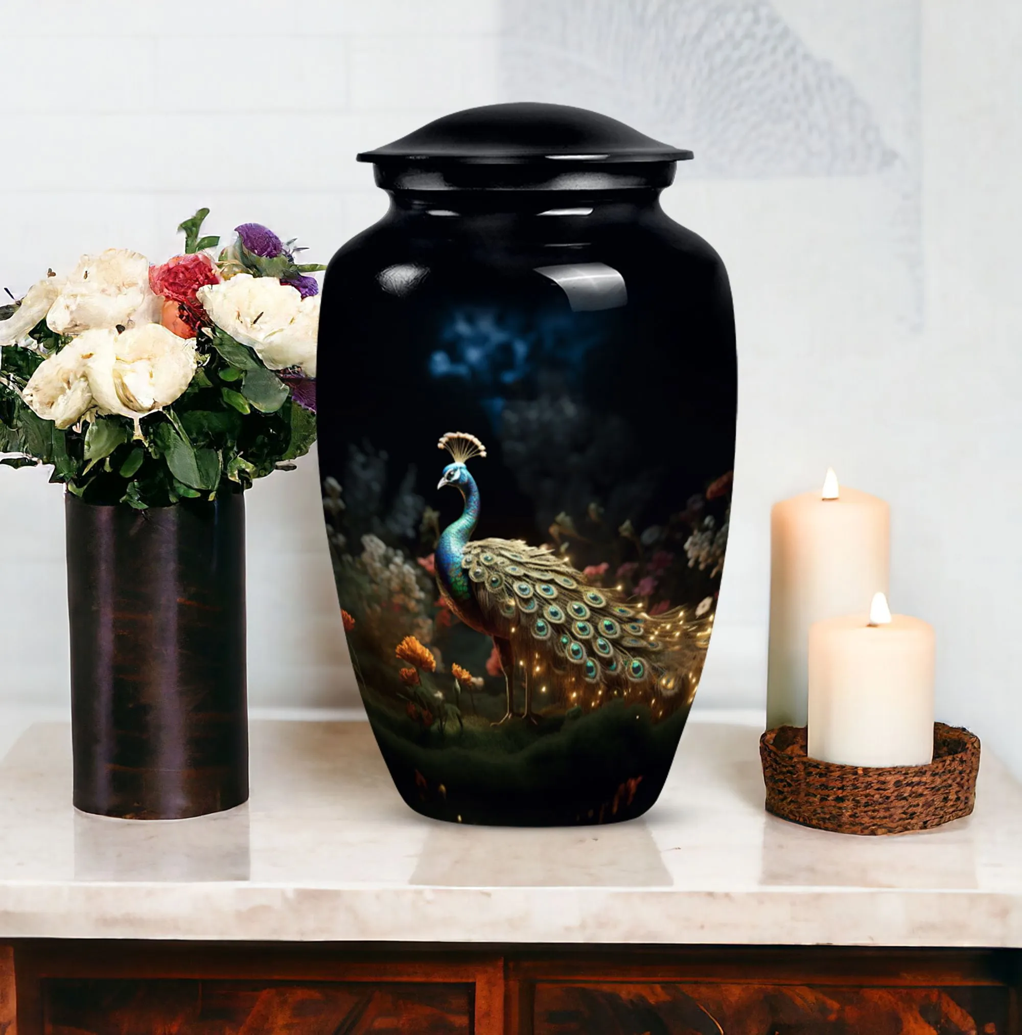Peacock Urn for Ashes - Unique, Large, and Classic Cremation Urn
