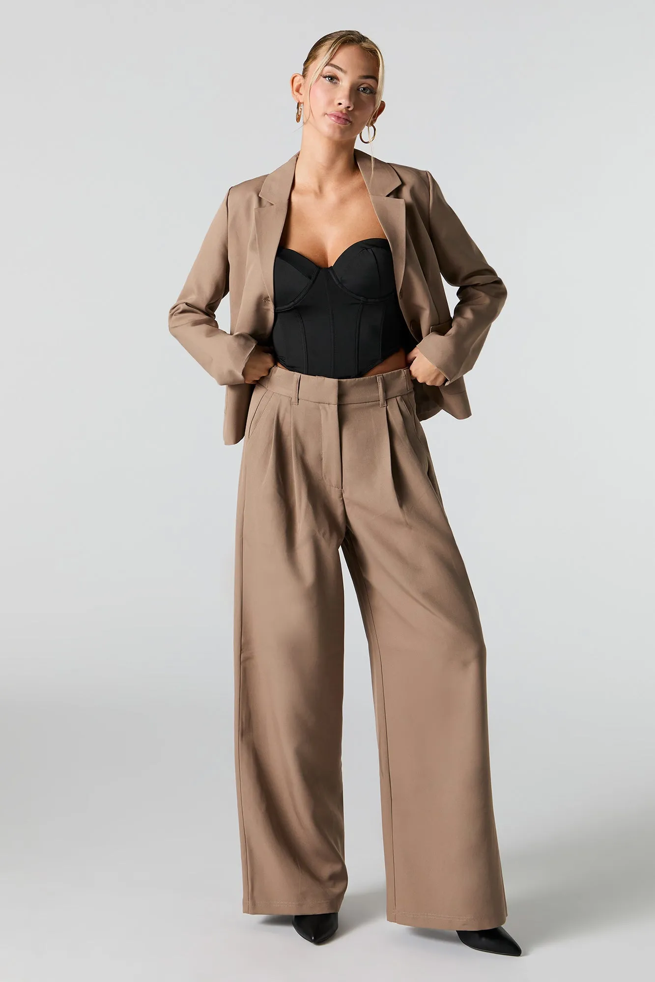 Pleated Wide Leg Dress Pant