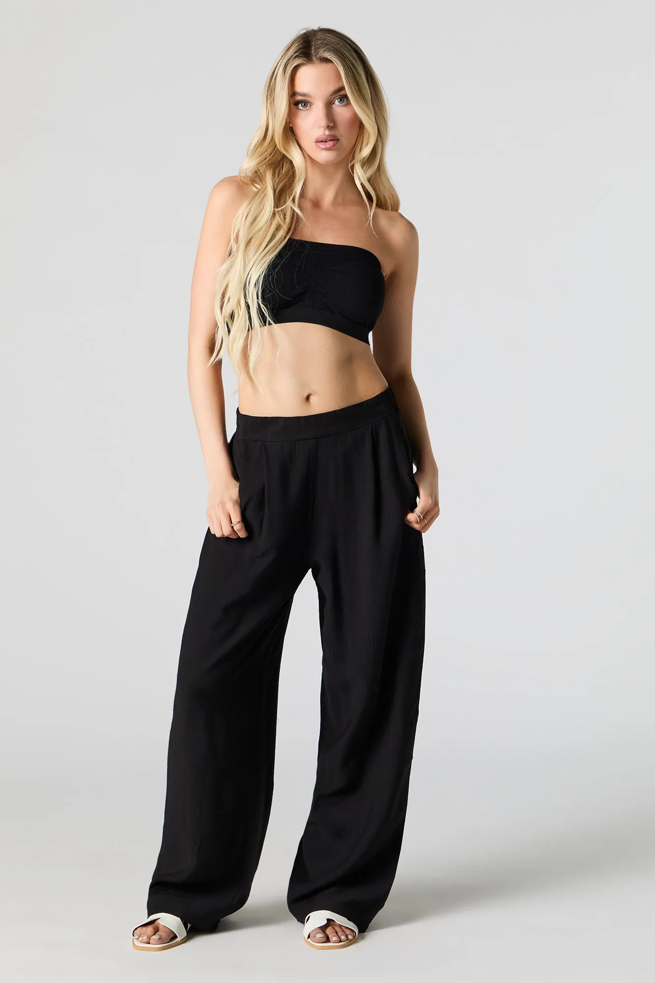 Pleated Wide Leg Pant