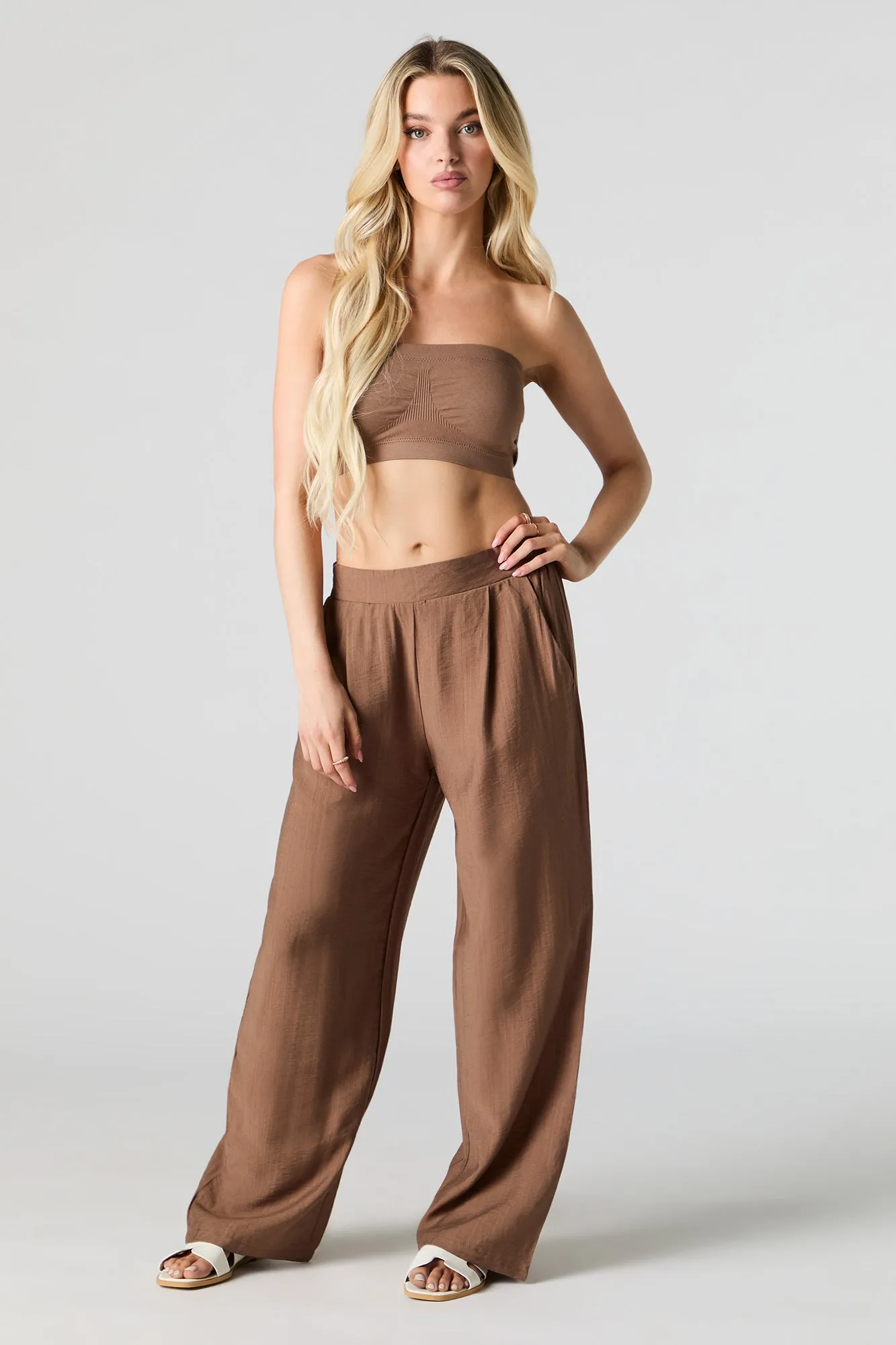 Pleated Wide Leg Pant