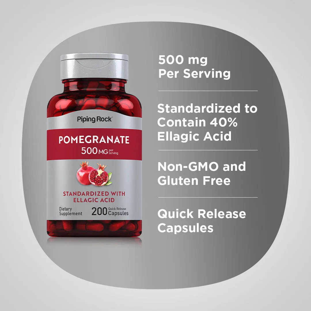 Pomegranate Extract (Standardized), 500 mg (per serving), 200 Quick Release Capsules