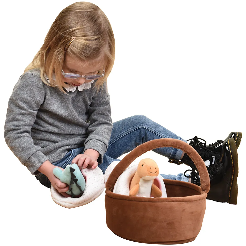 Prehistoric Basket of Dinos Plush Play Set | 7-Piece Soft Toy Set