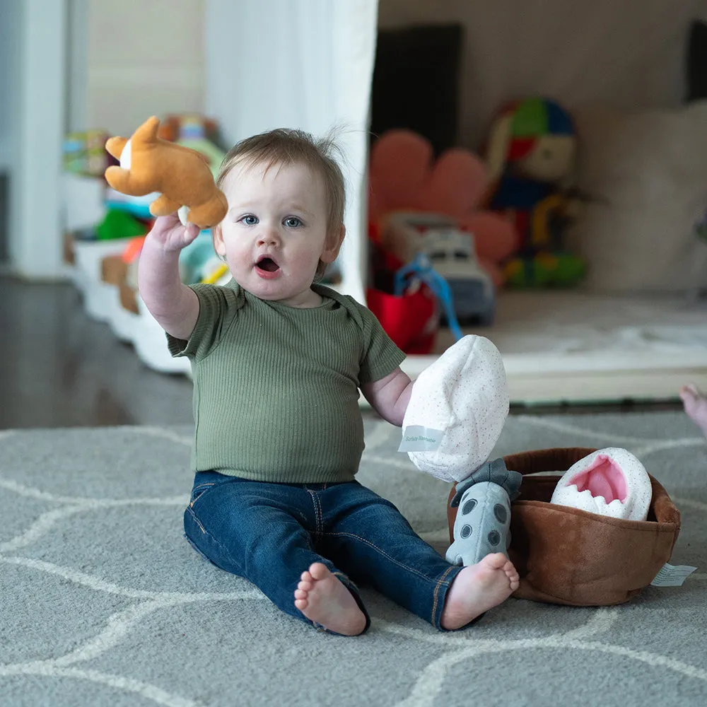 Prehistoric Basket of Dinos Plush Play Set | 7-Piece Soft Toy Set