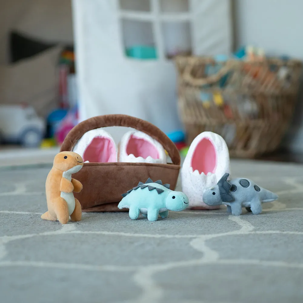 Prehistoric Basket of Dinos Plush Play Set | 7-Piece Soft Toy Set