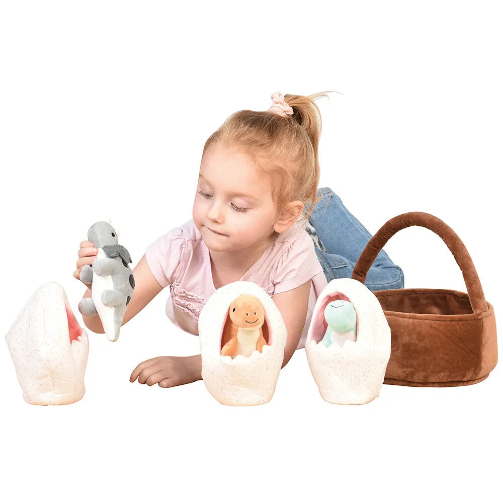 Prehistoric Basket of Dinos Plush Play Set | 7-Piece Soft Toy Set