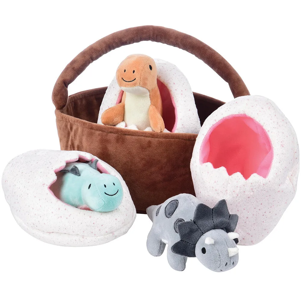 Prehistoric Basket of Dinos Plush Play Set | 7-Piece Soft Toy Set