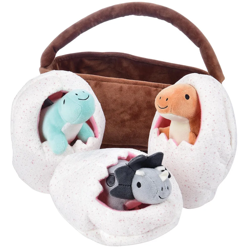 Prehistoric Basket of Dinos Plush Play Set | 7-Piece Soft Toy Set
