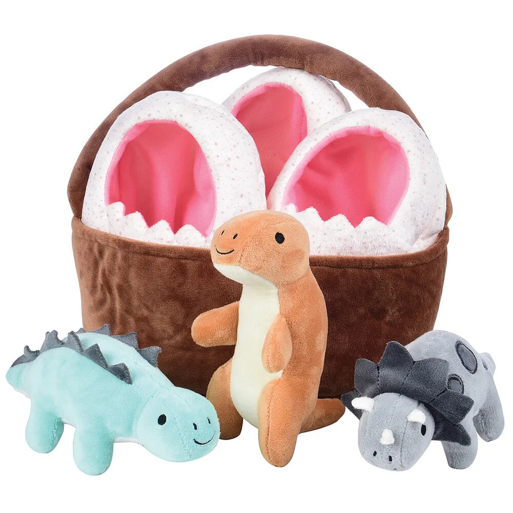 Prehistoric Basket of Dinos Plush Play Set | 7-Piece Soft Toy Set