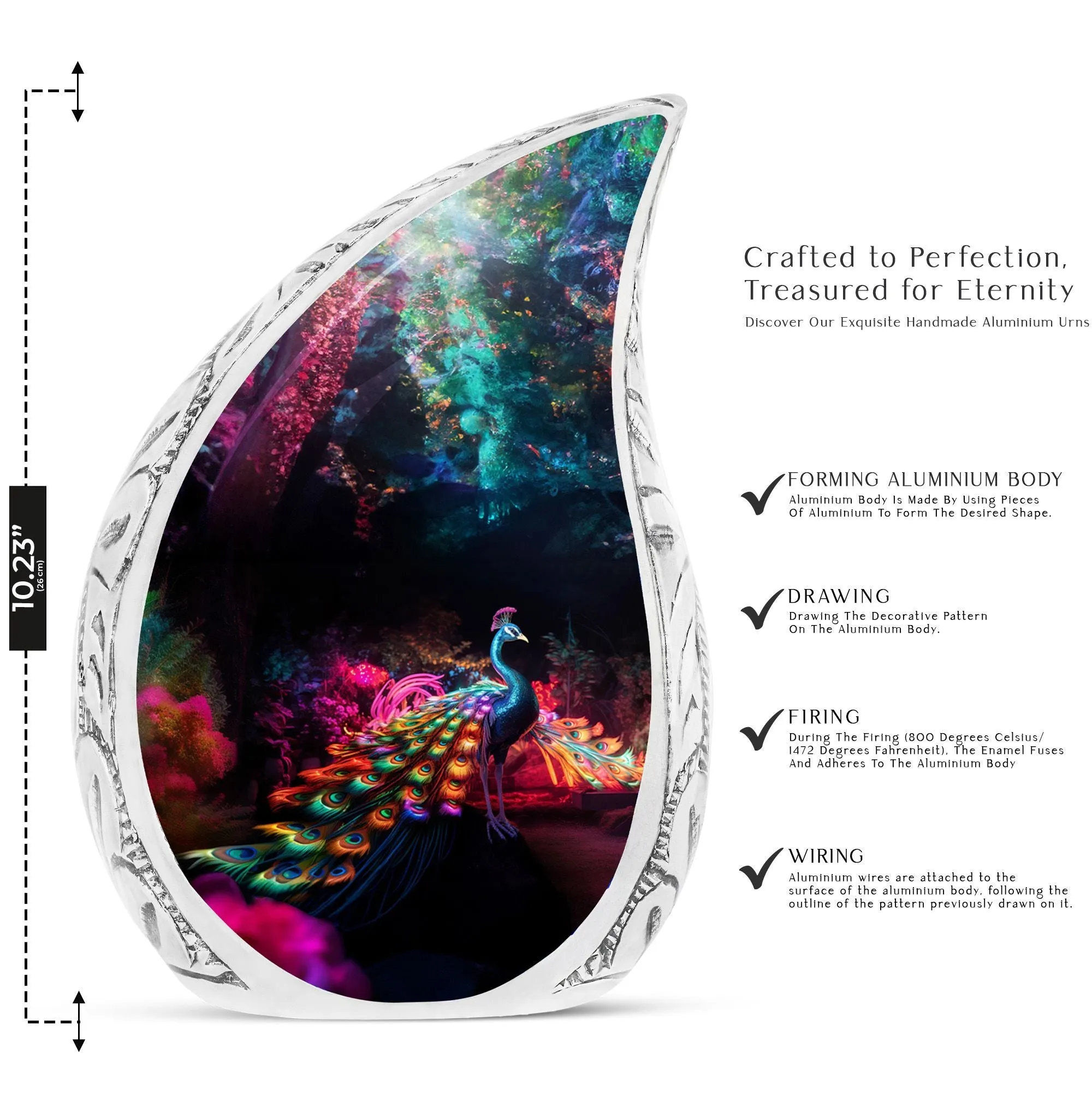 Prestigious Peacock Cremation Container - Large Peacock Urn