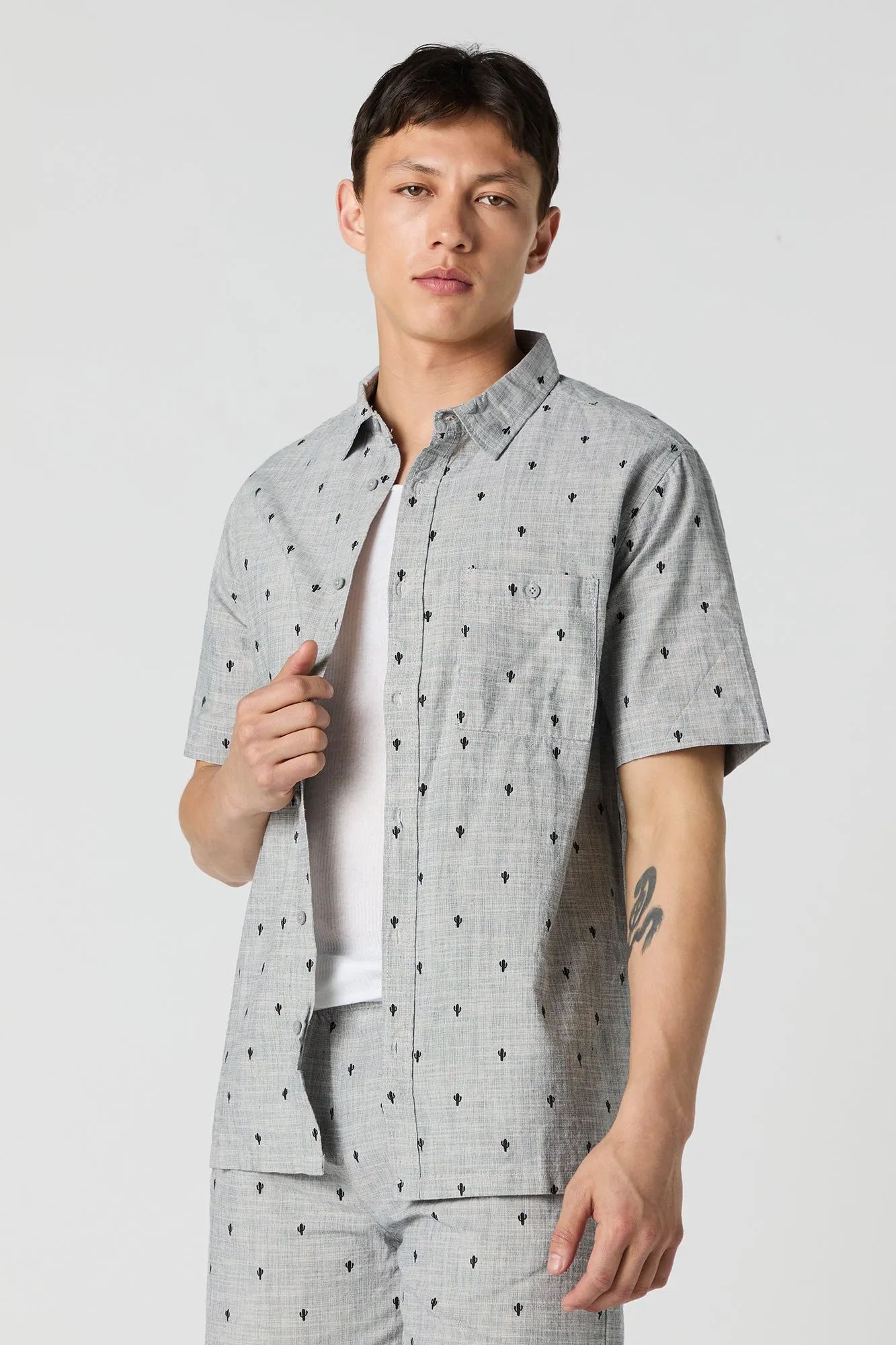 Printed Button-Up Top