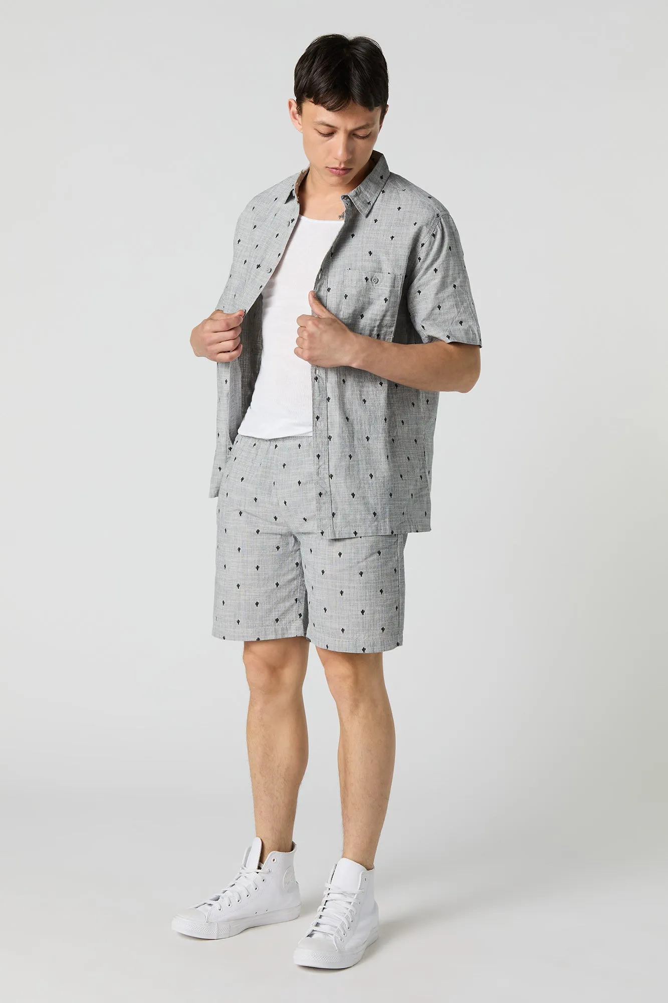 Printed Button-Up Top