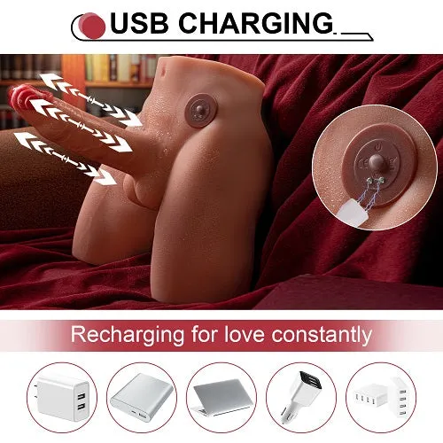 Propinkup Eronight 7 Inch Thrusting Vibrating Dildo Brown Realistic Butt