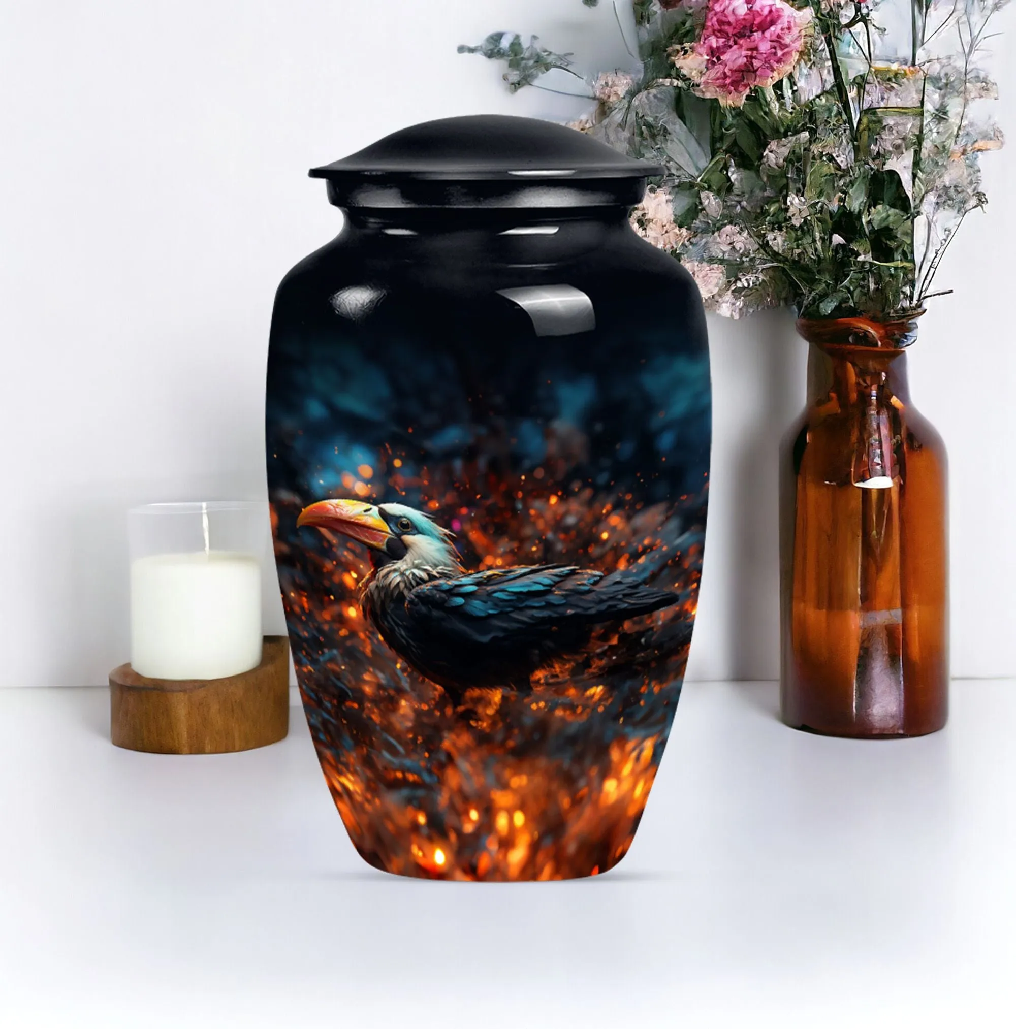 Puffin Bird Classic Memorial Urn: Unique Keepsake Urn For Ashes