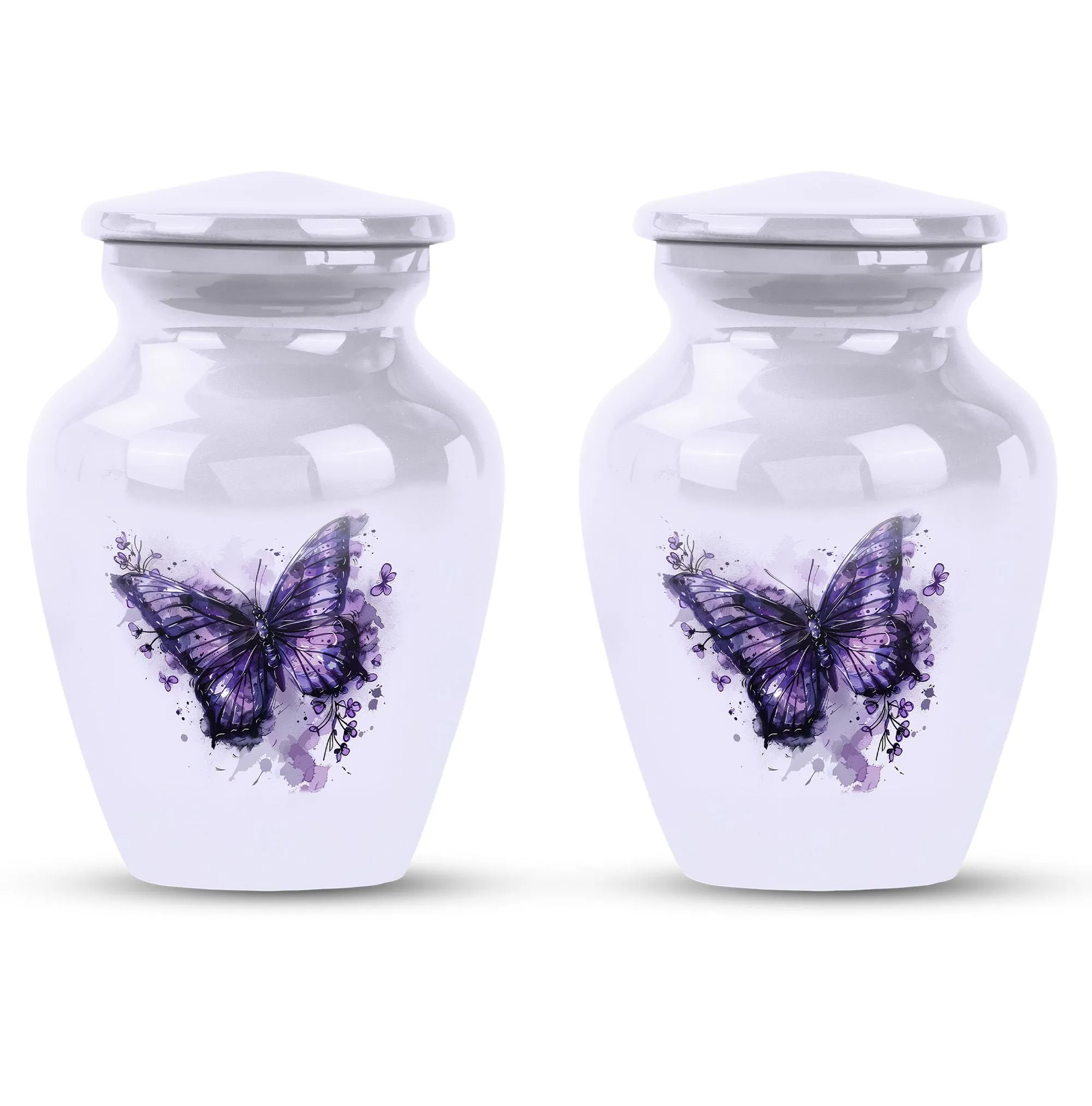Purple Butterfly Medium Memorial Cremation Urn For Ashes