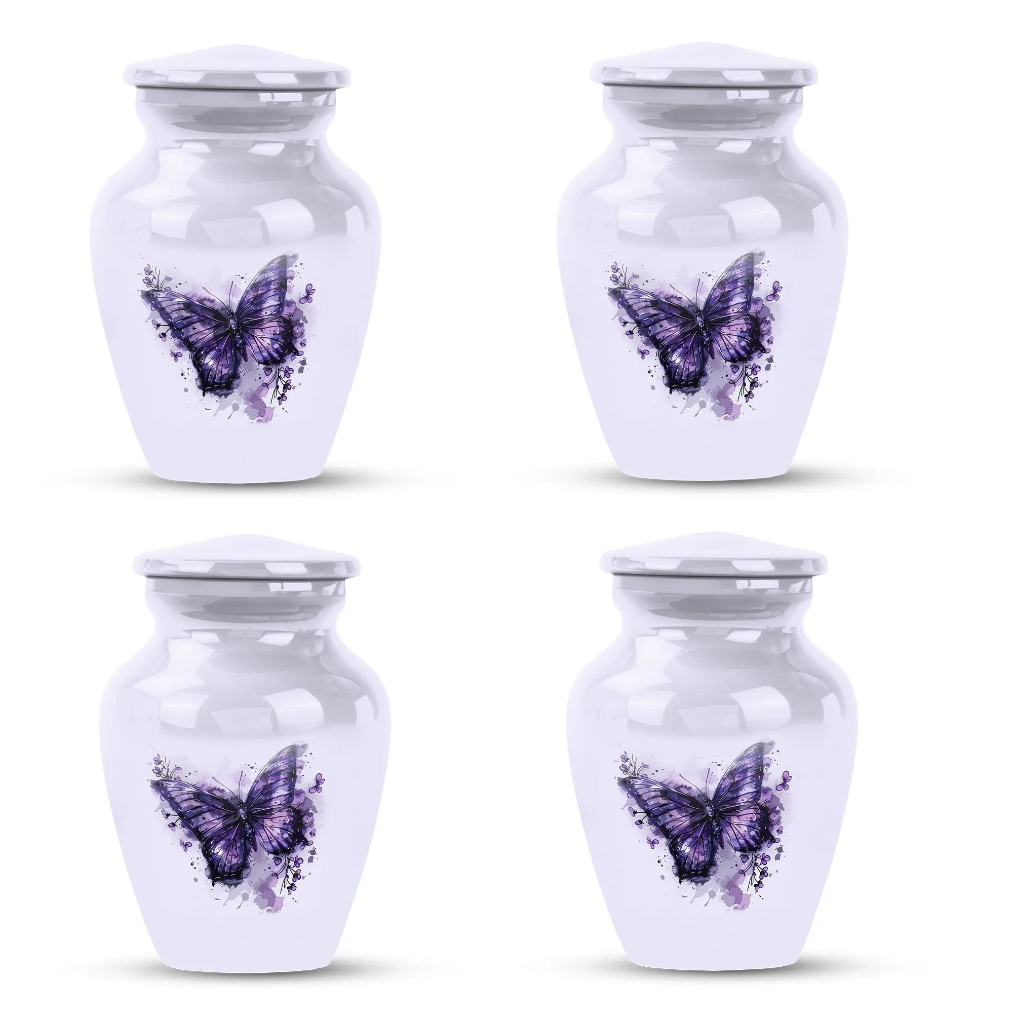 Purple Butterfly Medium Memorial Cremation Urn For Ashes