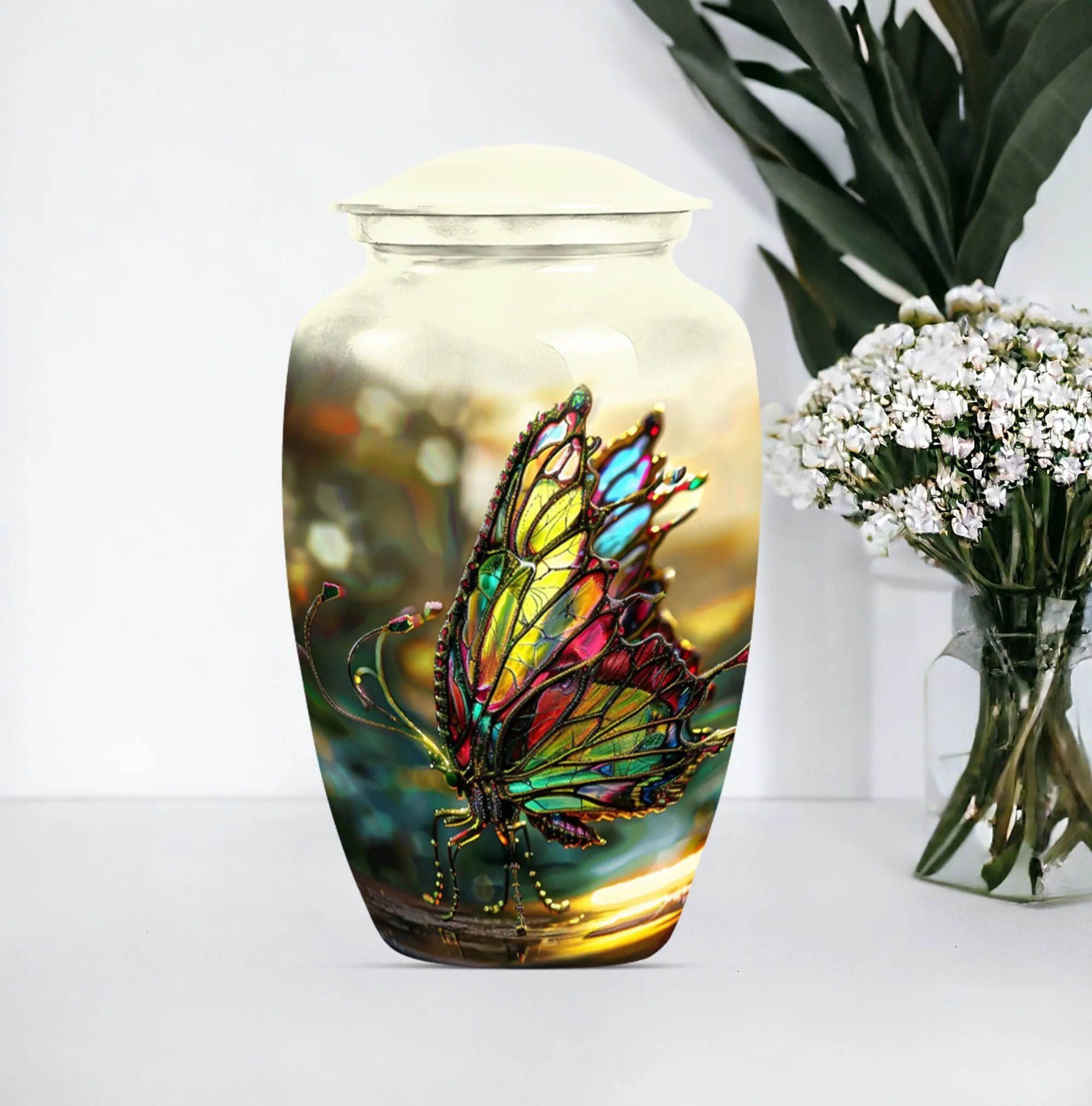 Purple Meadow Butterfly Cremation: Rest Large Urn
