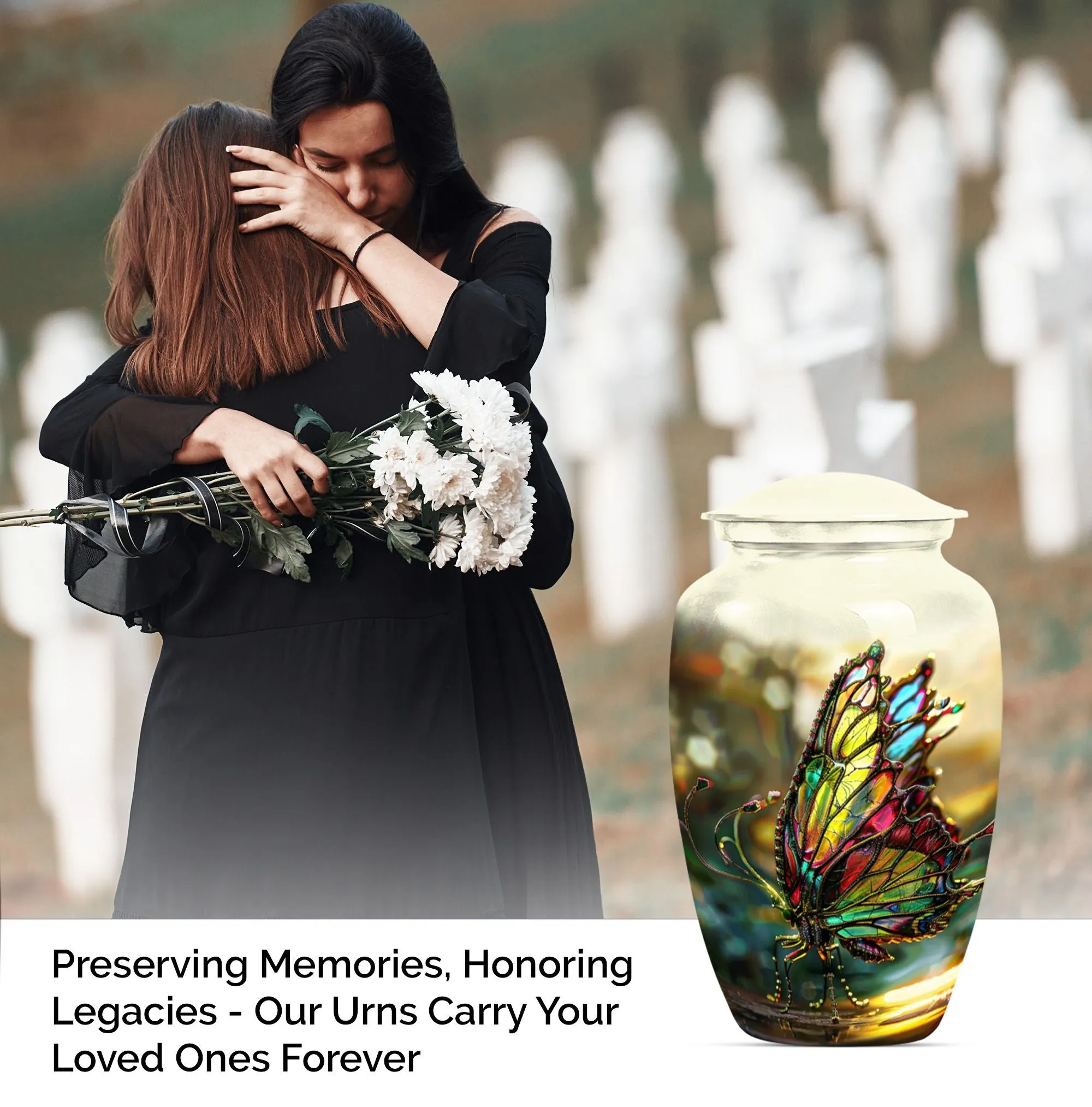 Purple Meadow Butterfly Cremation: Rest Large Urn