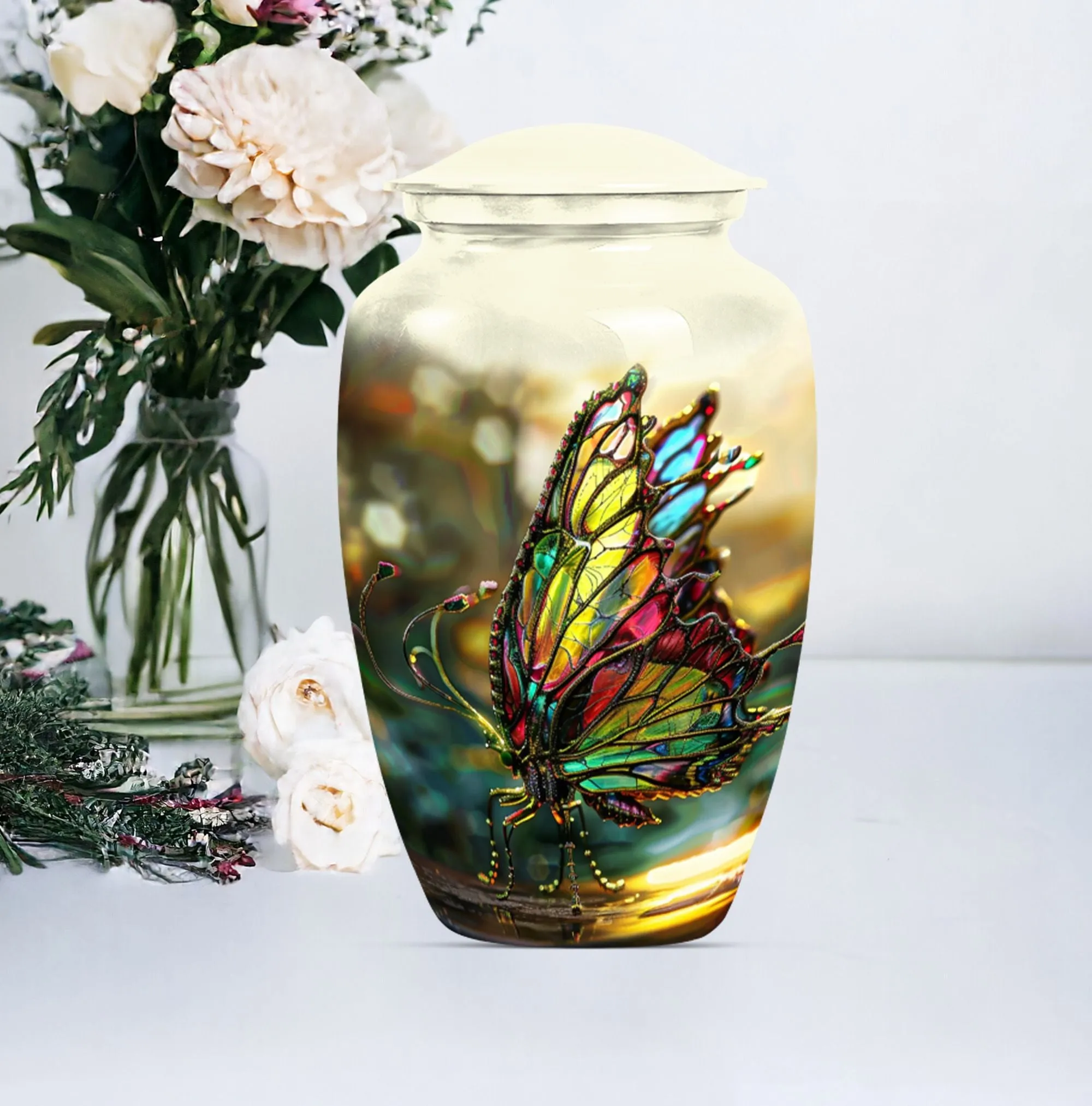 Purple Meadow Butterfly Cremation: Rest Large Urn