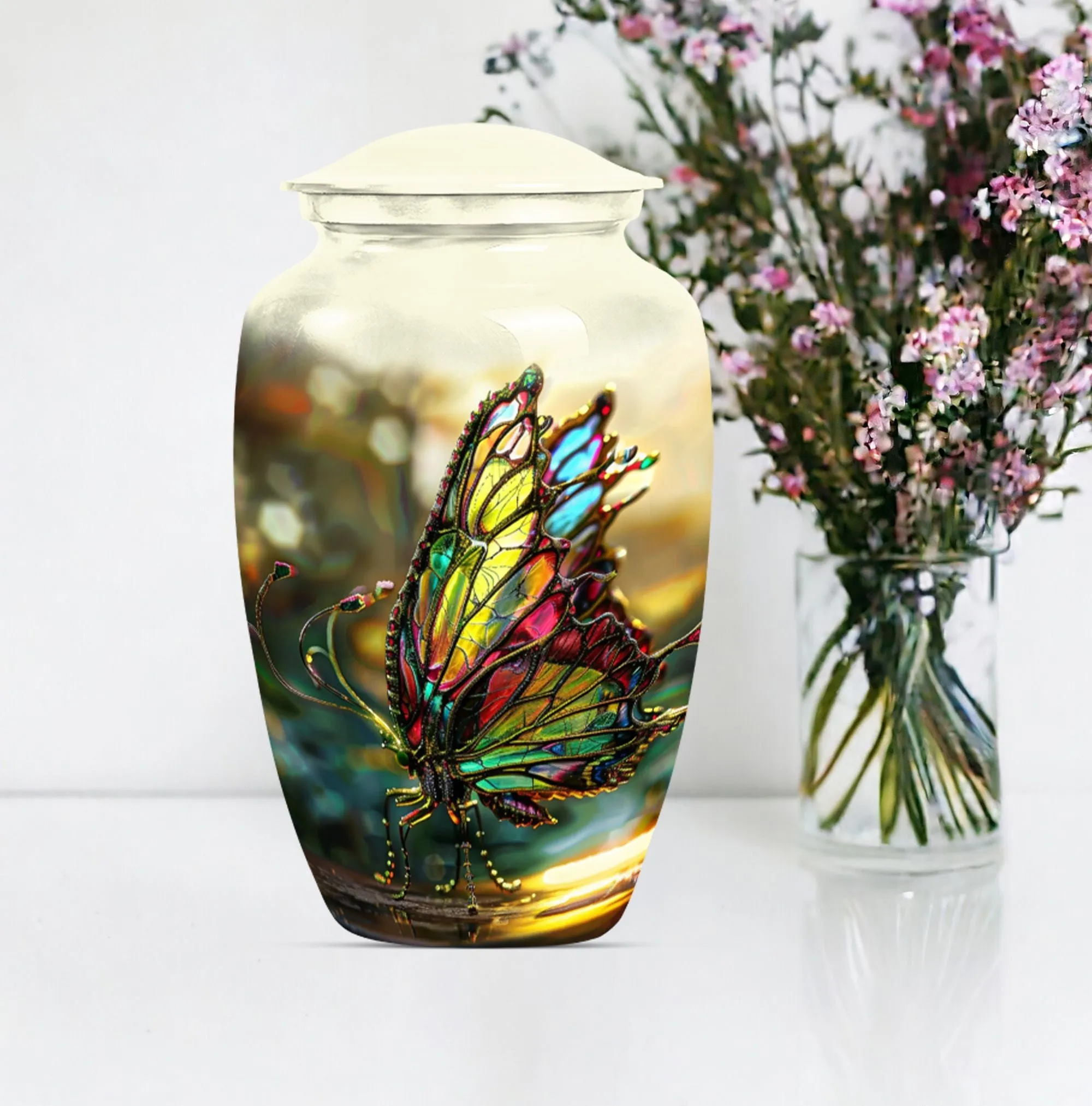 Purple Meadow Butterfly Cremation: Rest Large Urn