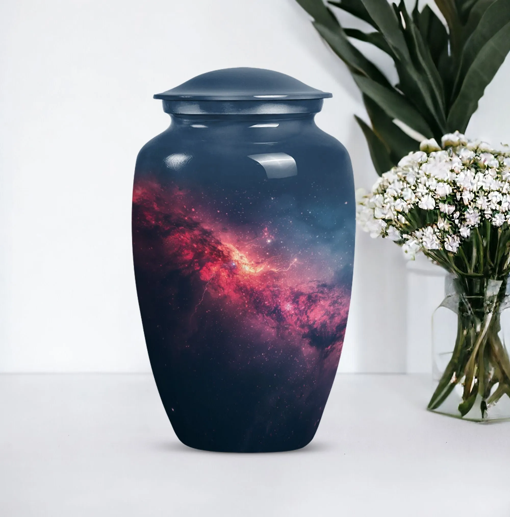 Purple Meadow Themed Galaxy Urn, Large Memorial Solution
