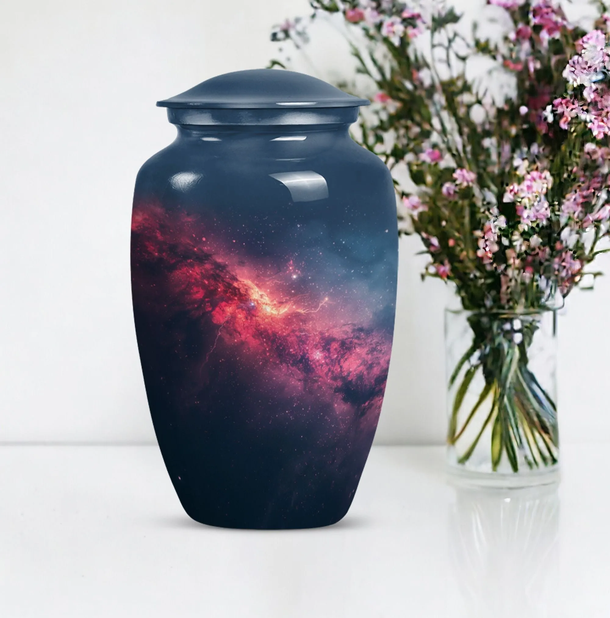 Purple Meadow Themed Galaxy Urn, Large Memorial Solution