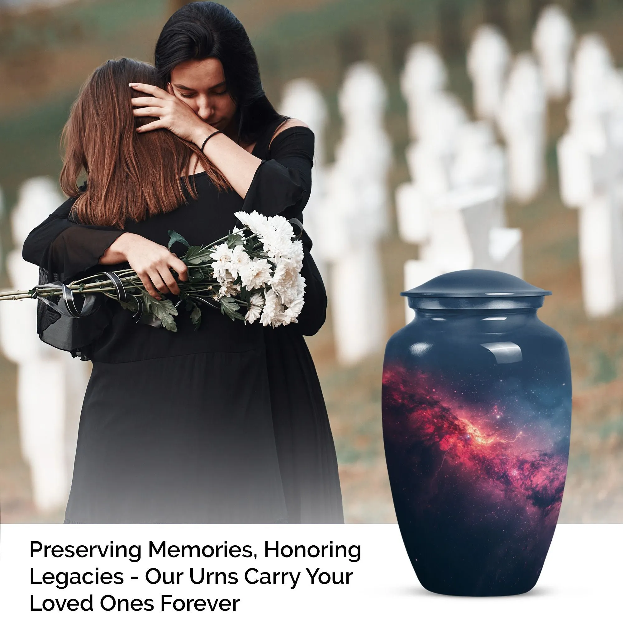 Purple Meadow Themed Galaxy Urn, Large Memorial Solution