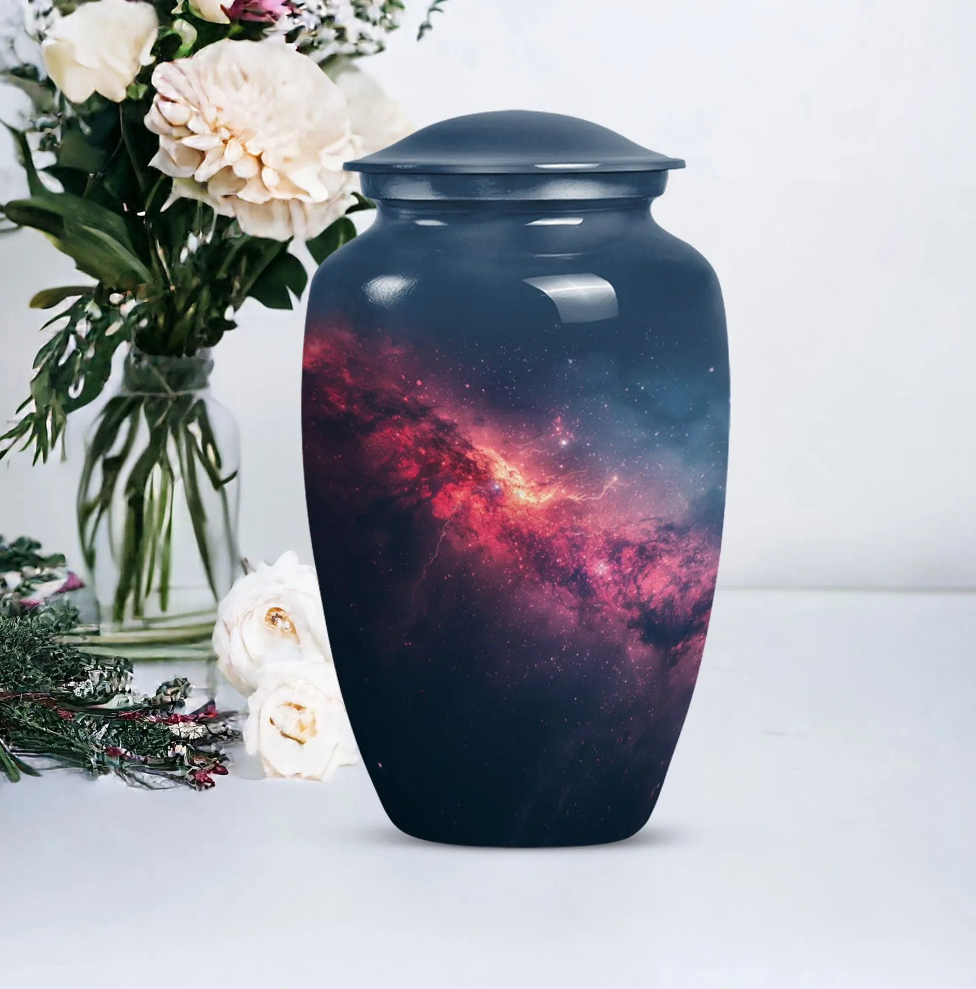 Purple Meadow Themed Galaxy Urn, Large Memorial Solution