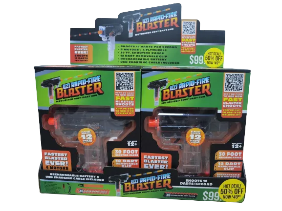 Rapid Fire Soft Dart Gun with Darts - 6 Pieces Per Retail Ready Display 22863