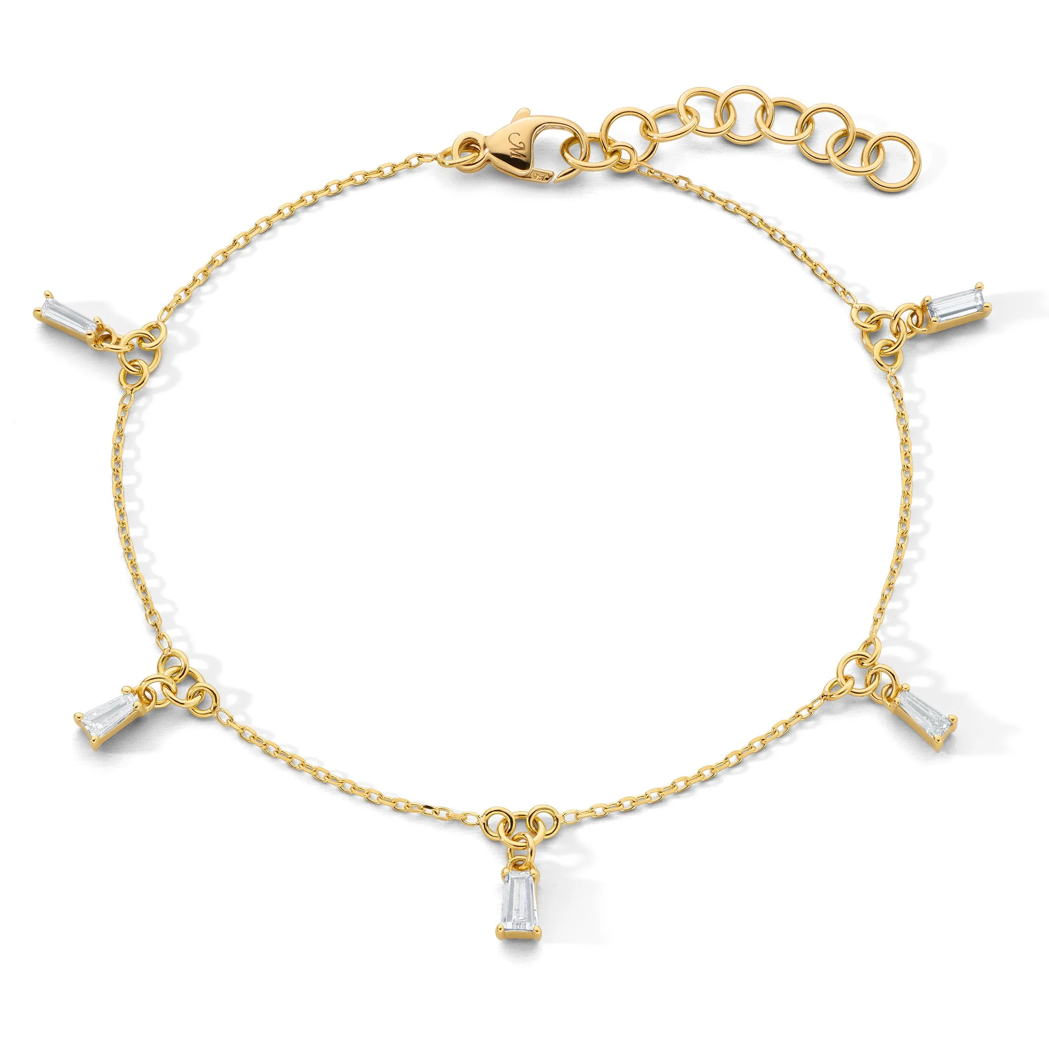 Reclaimed 18k Yellow Gold Bracelet with 5 Baguette Diamonds