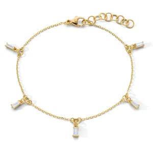 Reclaimed 18k Yellow Gold Bracelet with 5 Baguette Diamonds