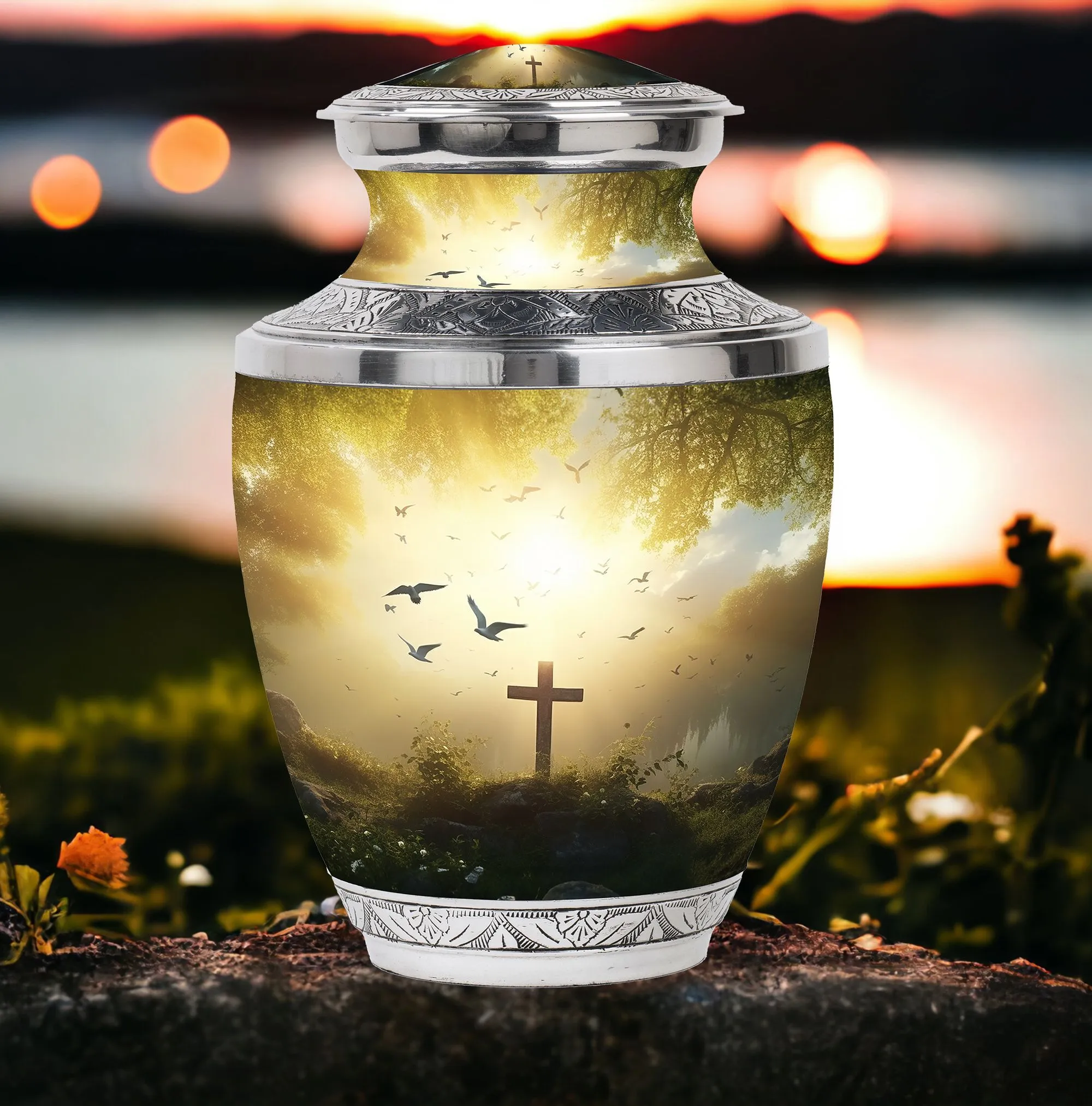 Serenity Sacred: Jesus Christ Cross Memorial Urn for Ashes