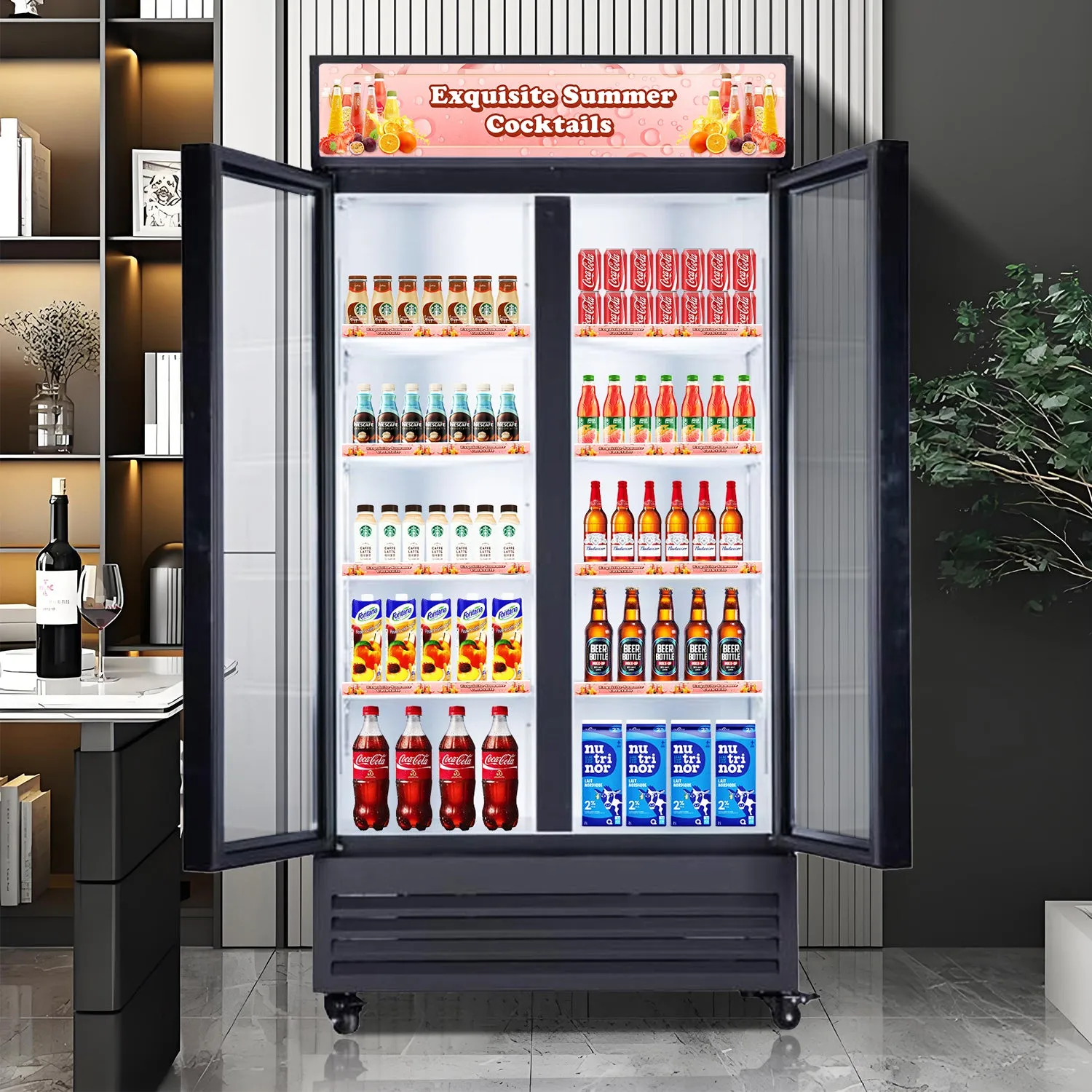 SGDRX(H) 36” Width Two Section Hinge Glass Door Merchandiser Refrigerator