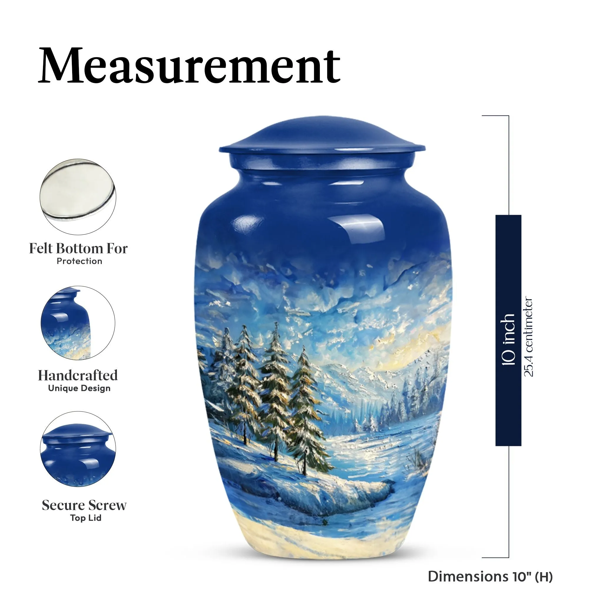 Snowflakes Cremation Urn for Residential Use Ashes