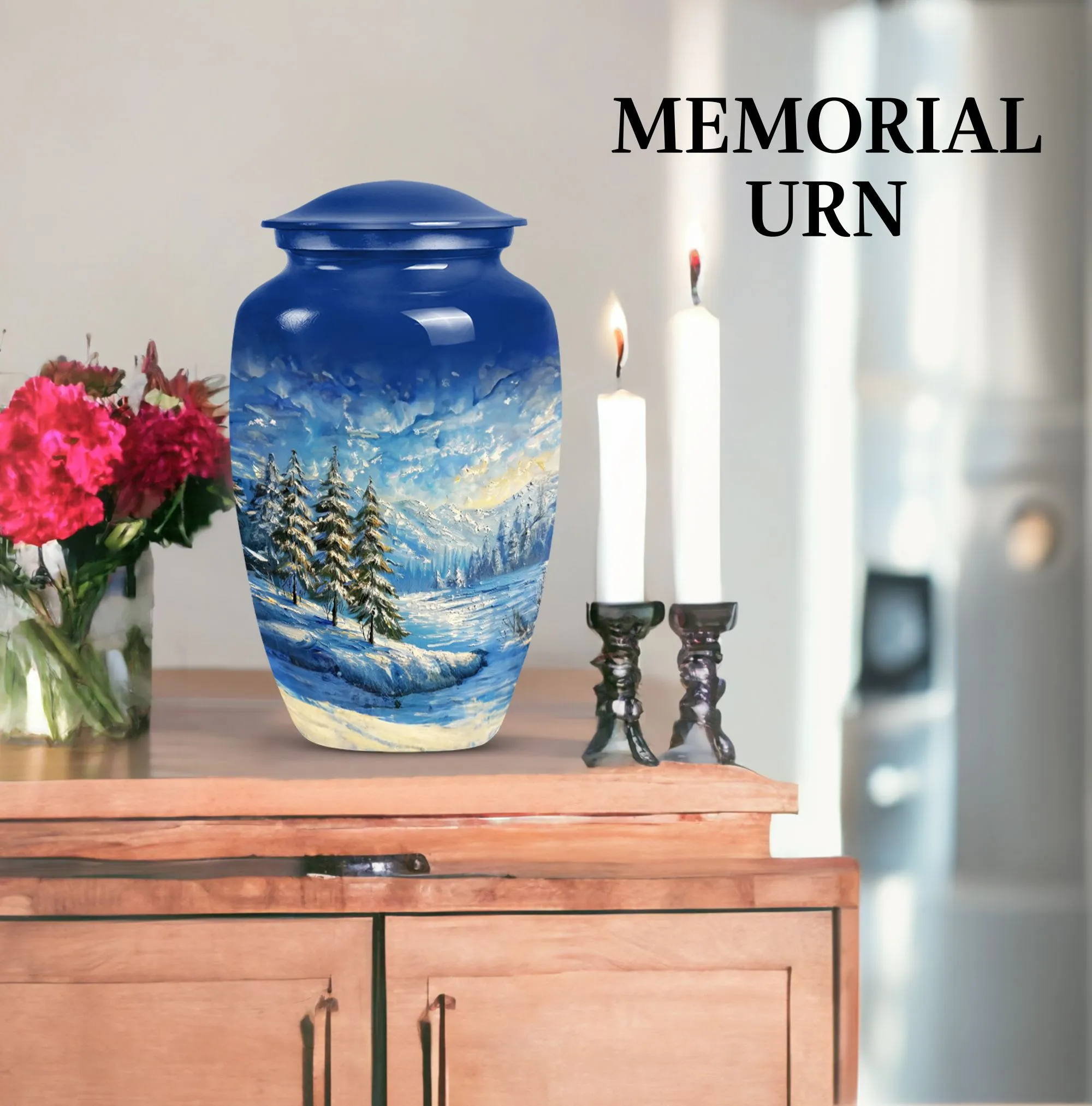 Snowflakes Cremation Urn for Residential Use Ashes