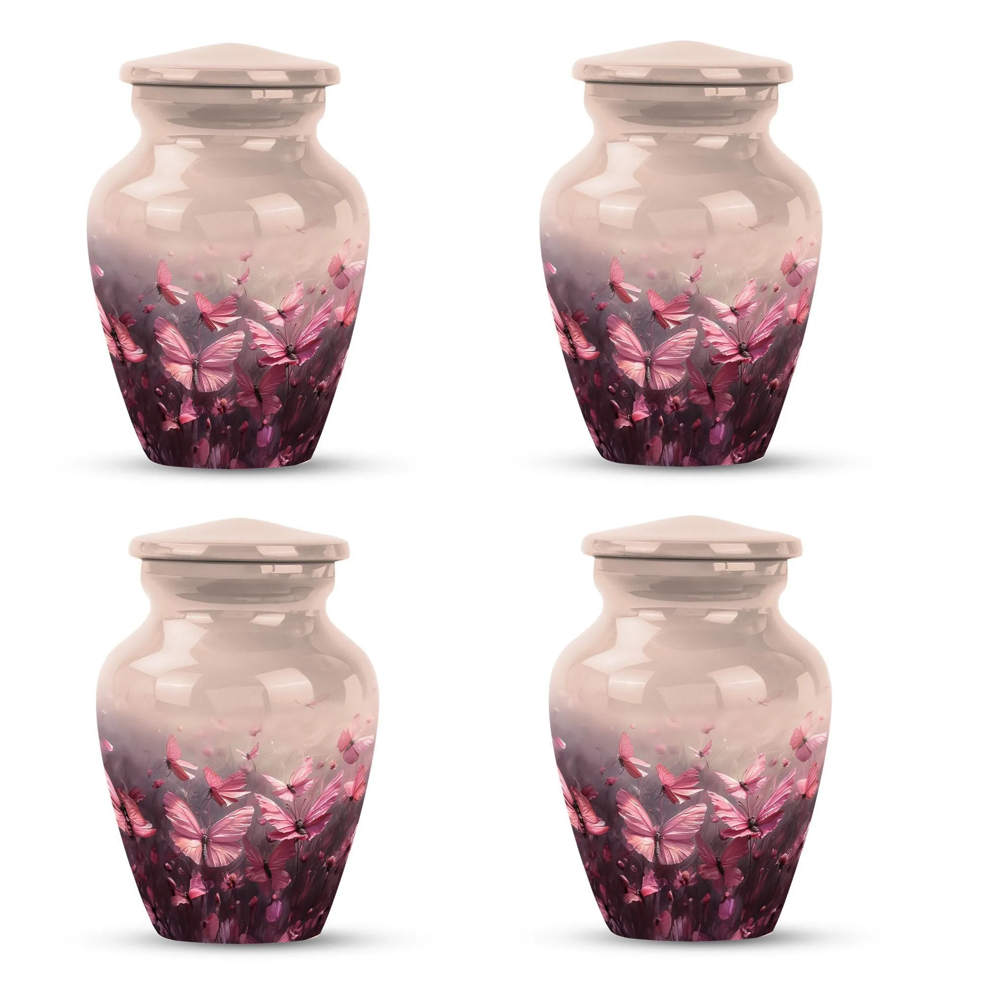 Soaring Silhouettes: Pink Butterfly Cremation Keeper