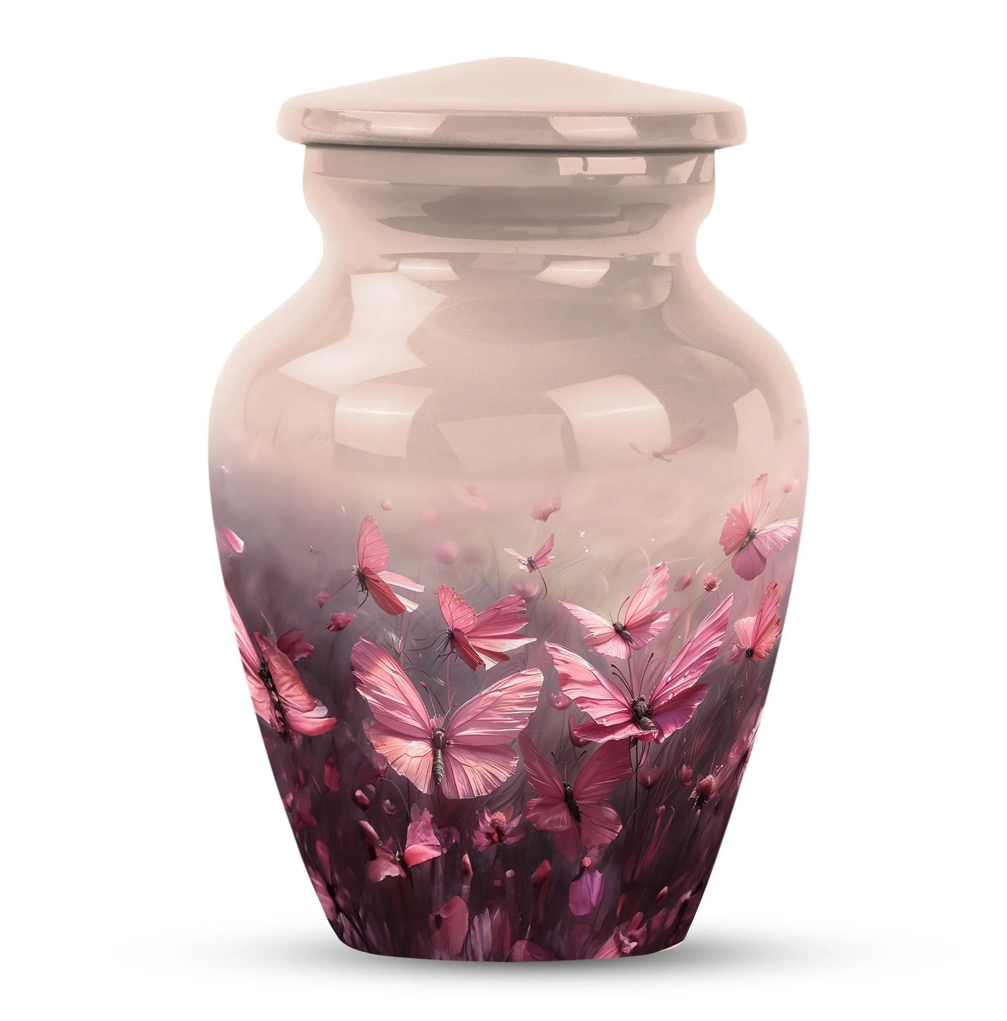 Soaring Silhouettes: Pink Butterfly Cremation Keeper