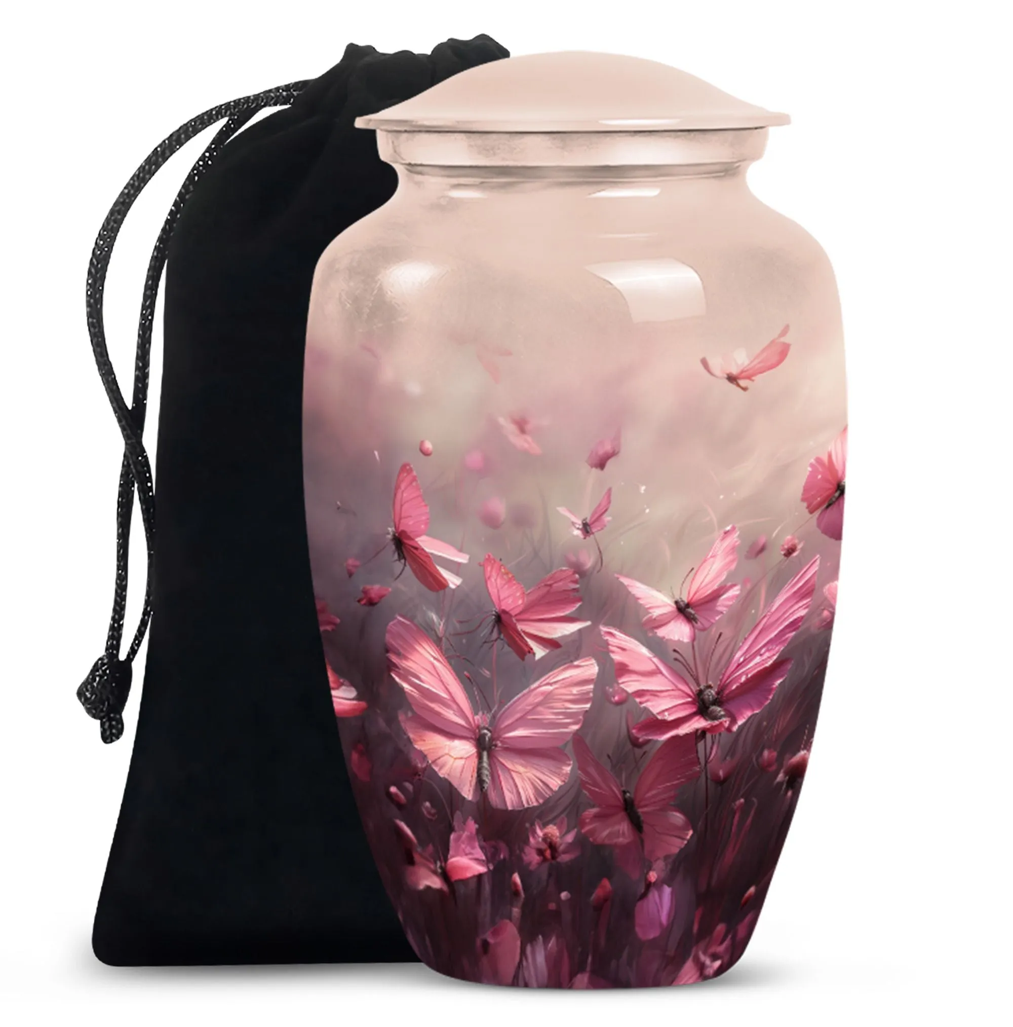 Soaring Silhouettes: Pink Butterfly Cremation Keeper