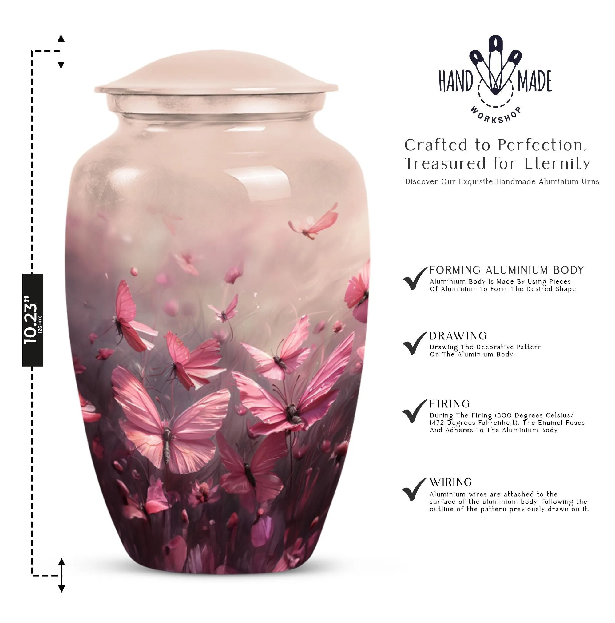 Soaring Silhouettes: Pink Butterfly Cremation Keeper