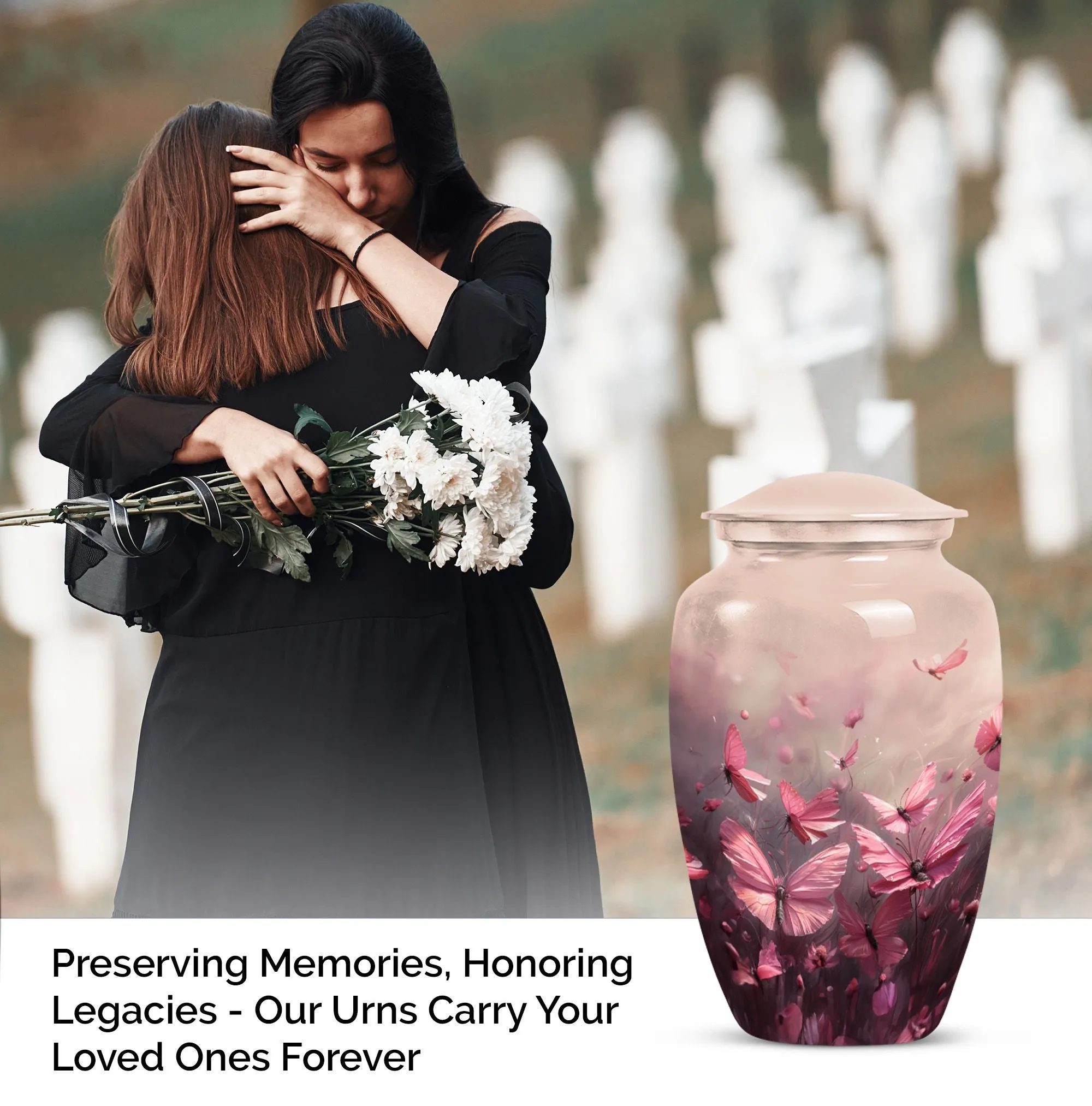 Soaring Silhouettes: Pink Butterfly Cremation Keeper