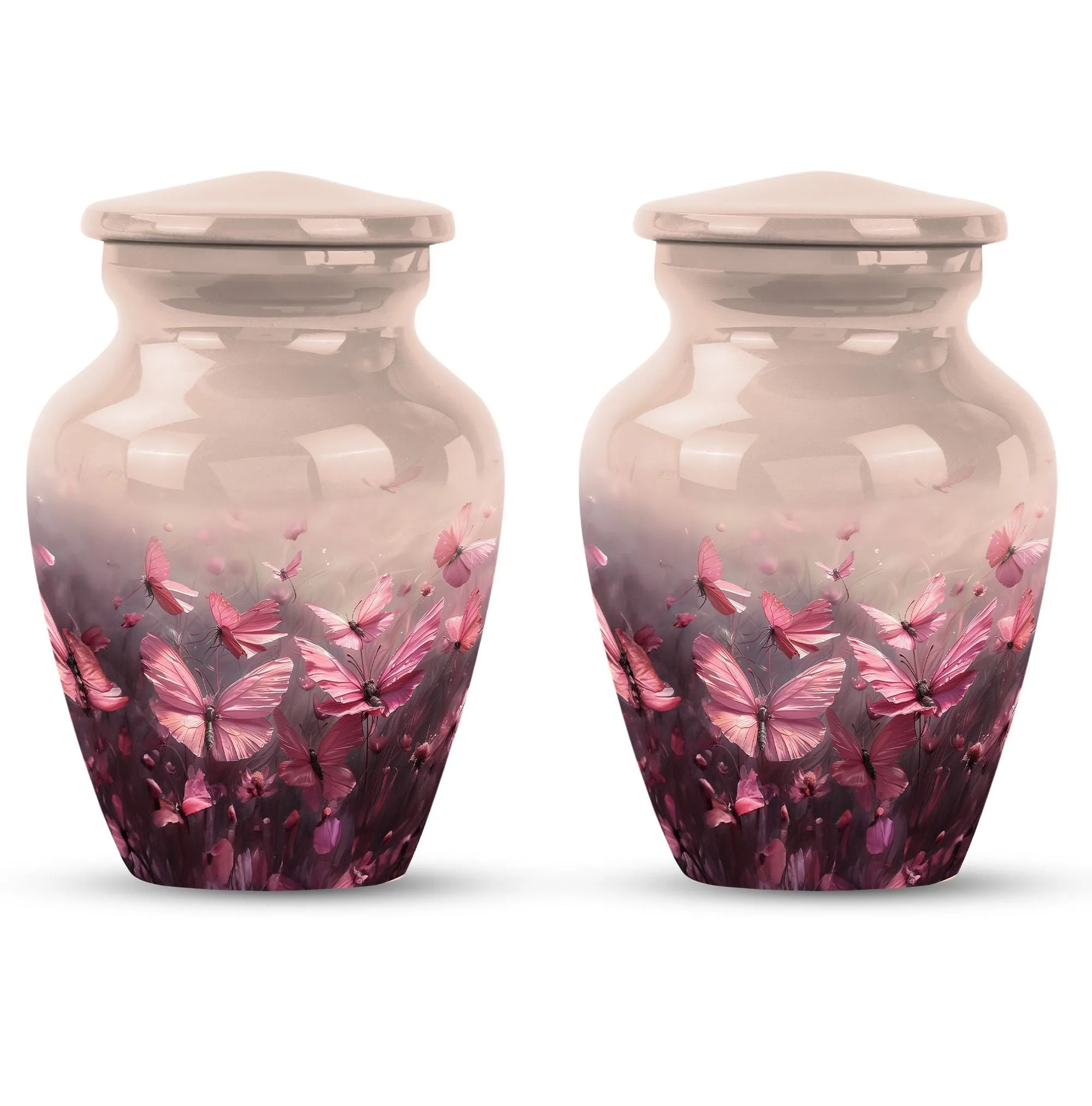 Soaring Silhouettes: Pink Butterfly Cremation Keeper