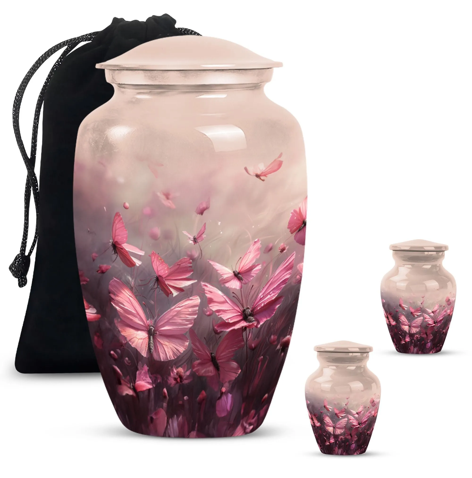Soaring Silhouettes: Pink Butterfly Cremation Keeper
