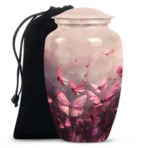 Soaring Silhouettes: Pink Butterfly Cremation Keeper