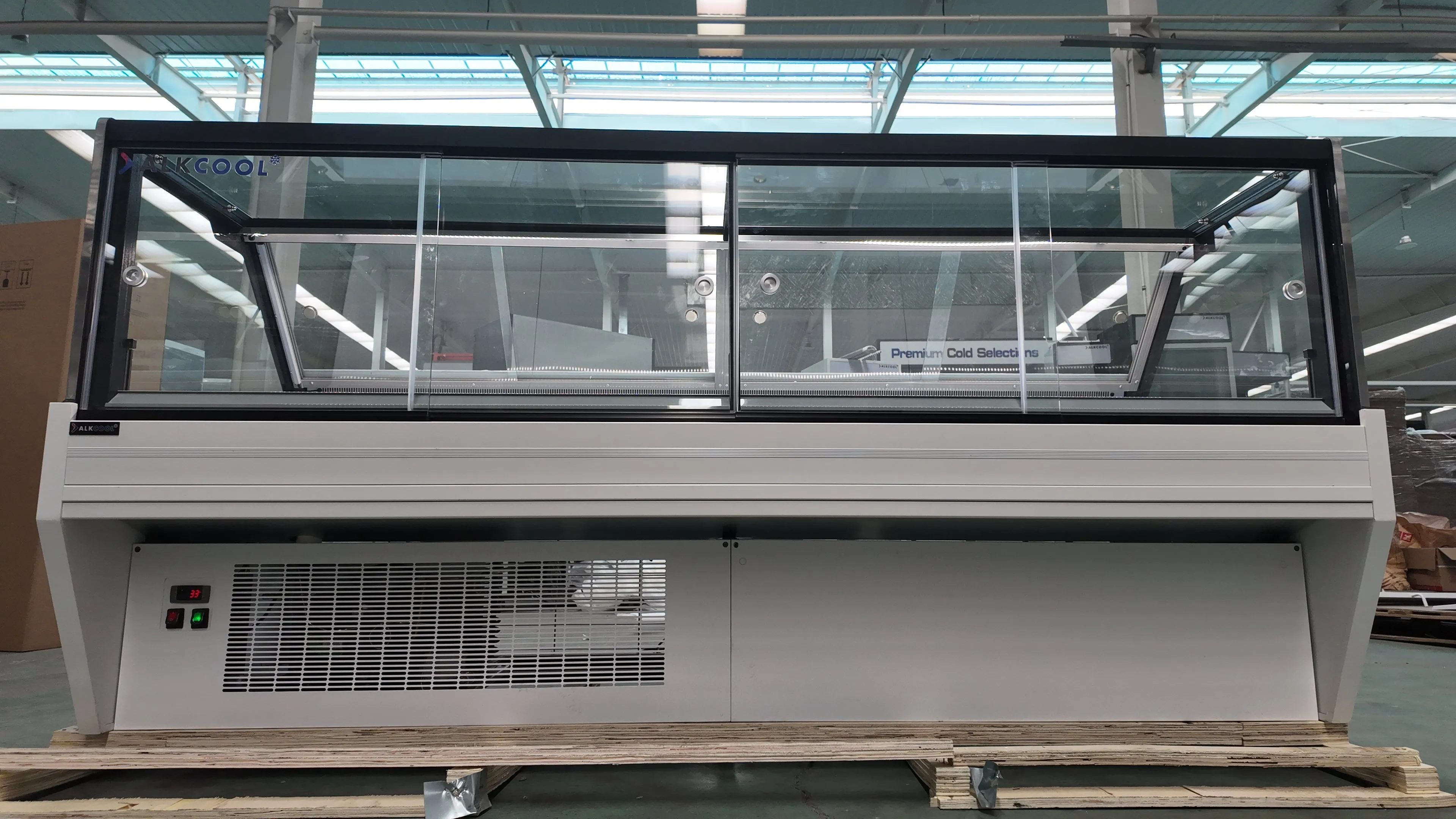 SOC96'' Self-contained Vertical Glass Multi Deck Straight Glass Merchandiser for Deli and Cheese
