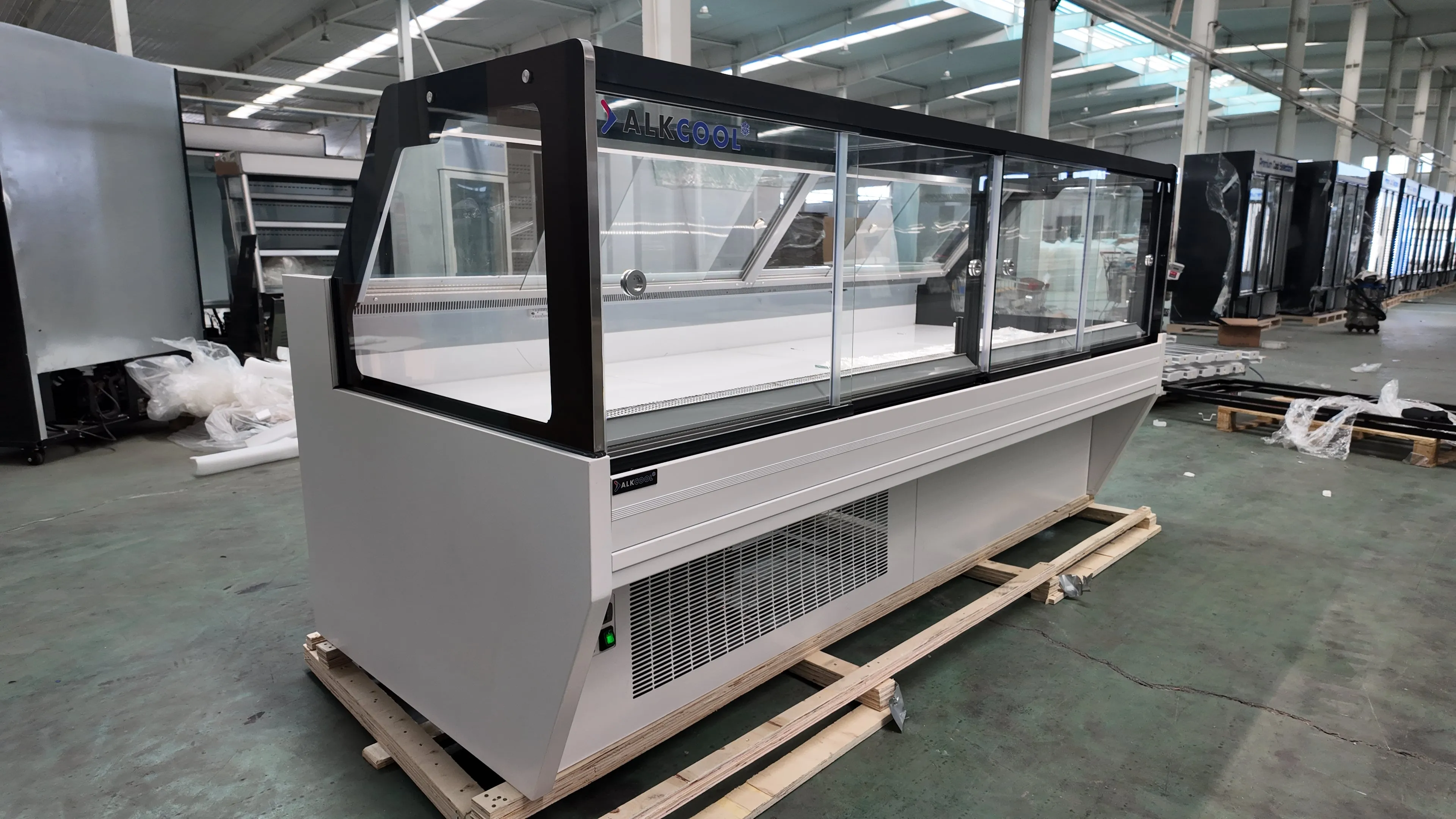 SOC96'' Self-contained Vertical Glass Multi Deck Straight Glass Merchandiser for Deli and Cheese