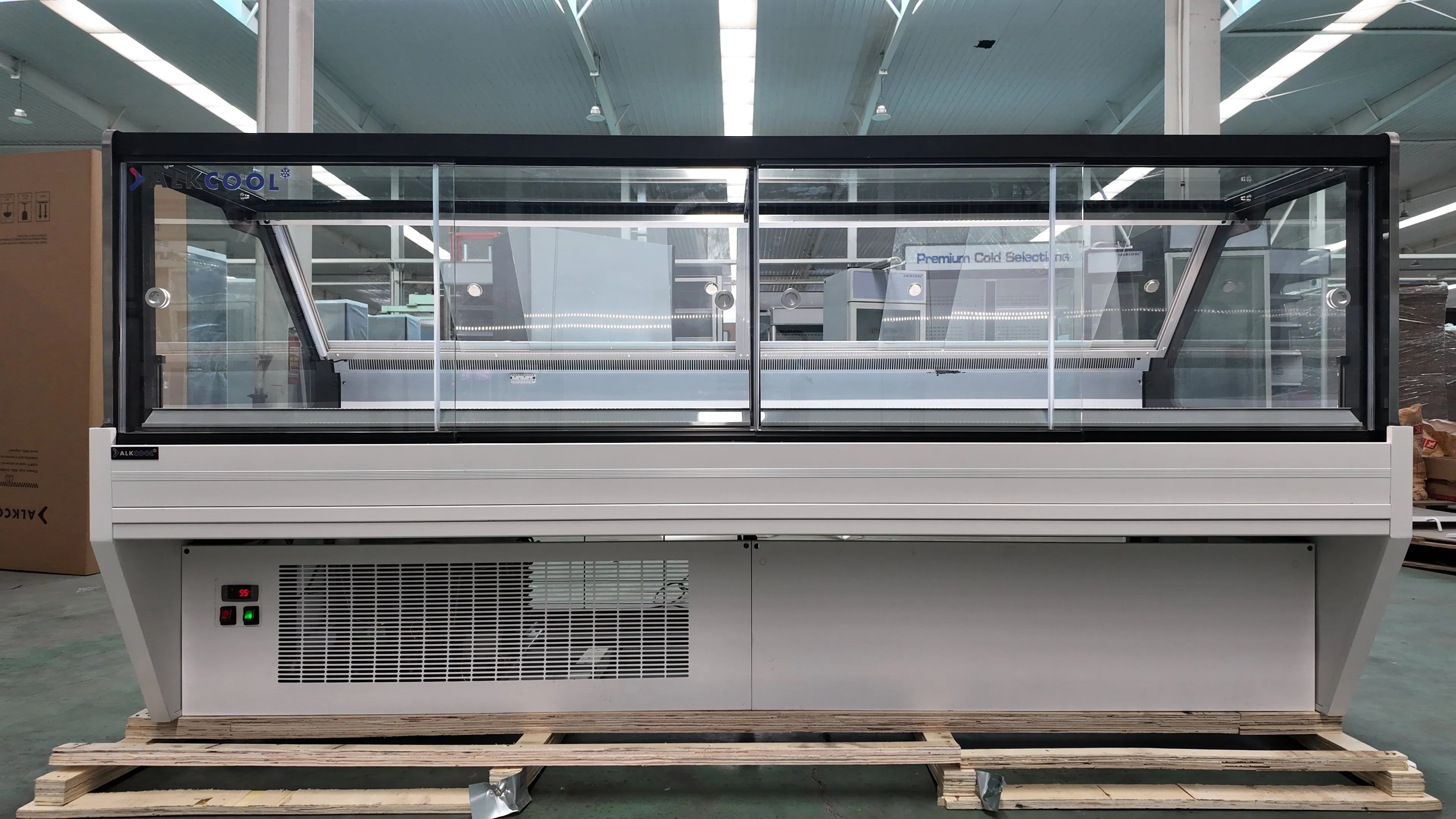 SOC96'' Self-contained Vertical Glass Multi Deck Straight Glass Merchandiser for Deli and Cheese